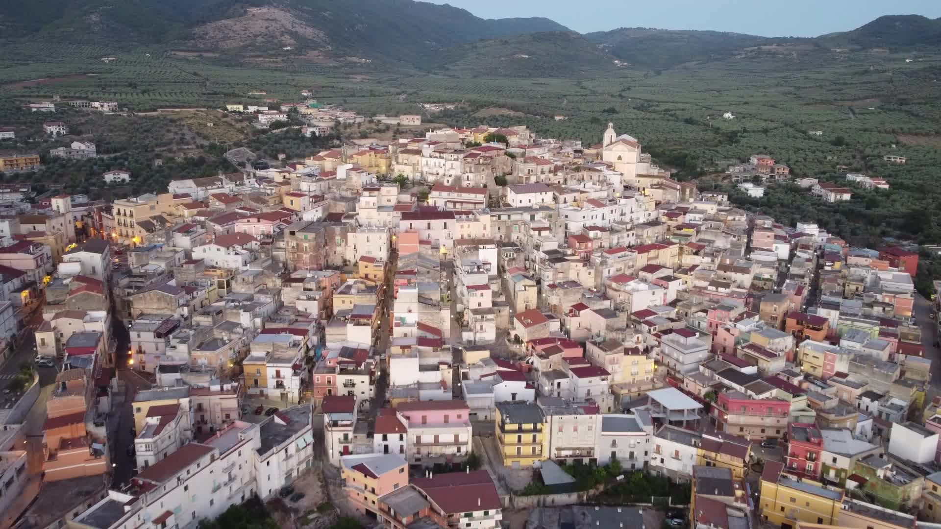 Drone View of sunset in Carpino, Italy