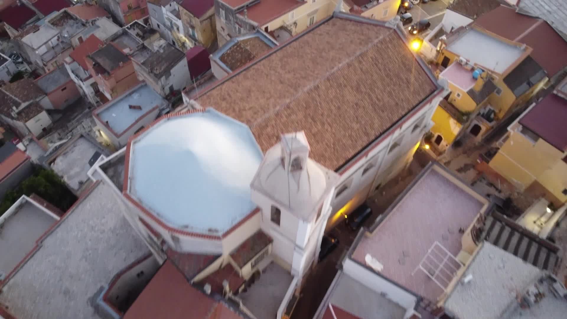 Drone View of sunset in Carpino, Italy