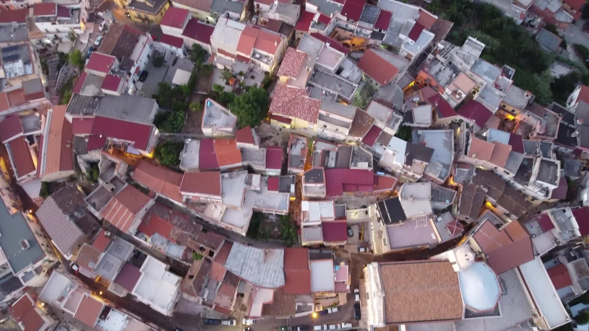 Drone View of sunset in Carpino, Italy
