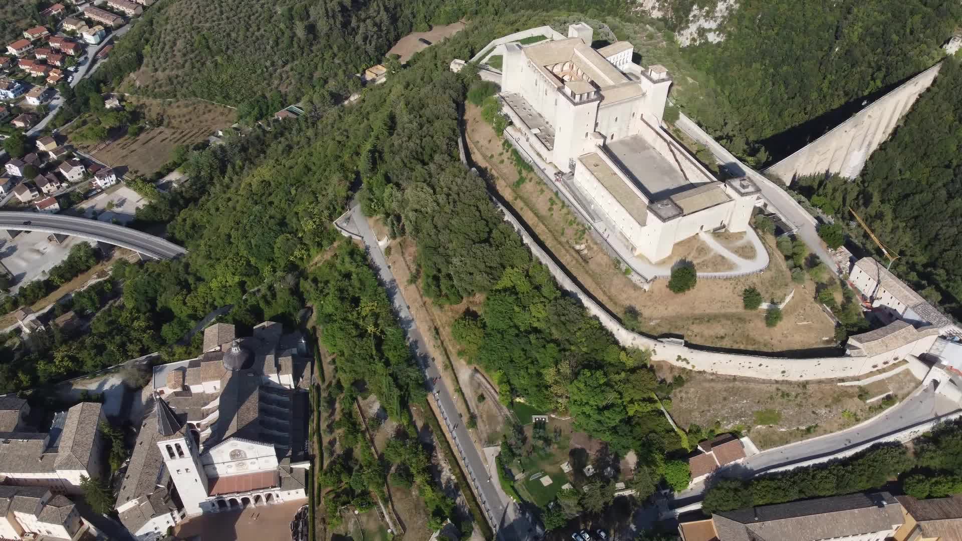 Drone View of Spoleto, Italy