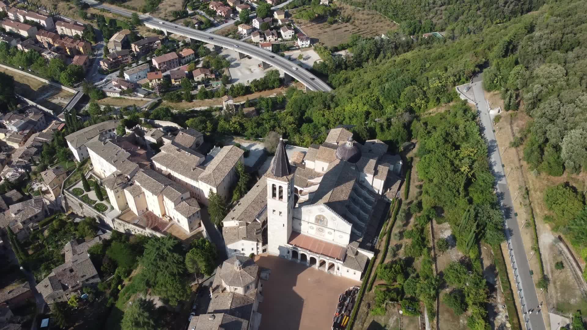Drone View of Spoleto, Italy