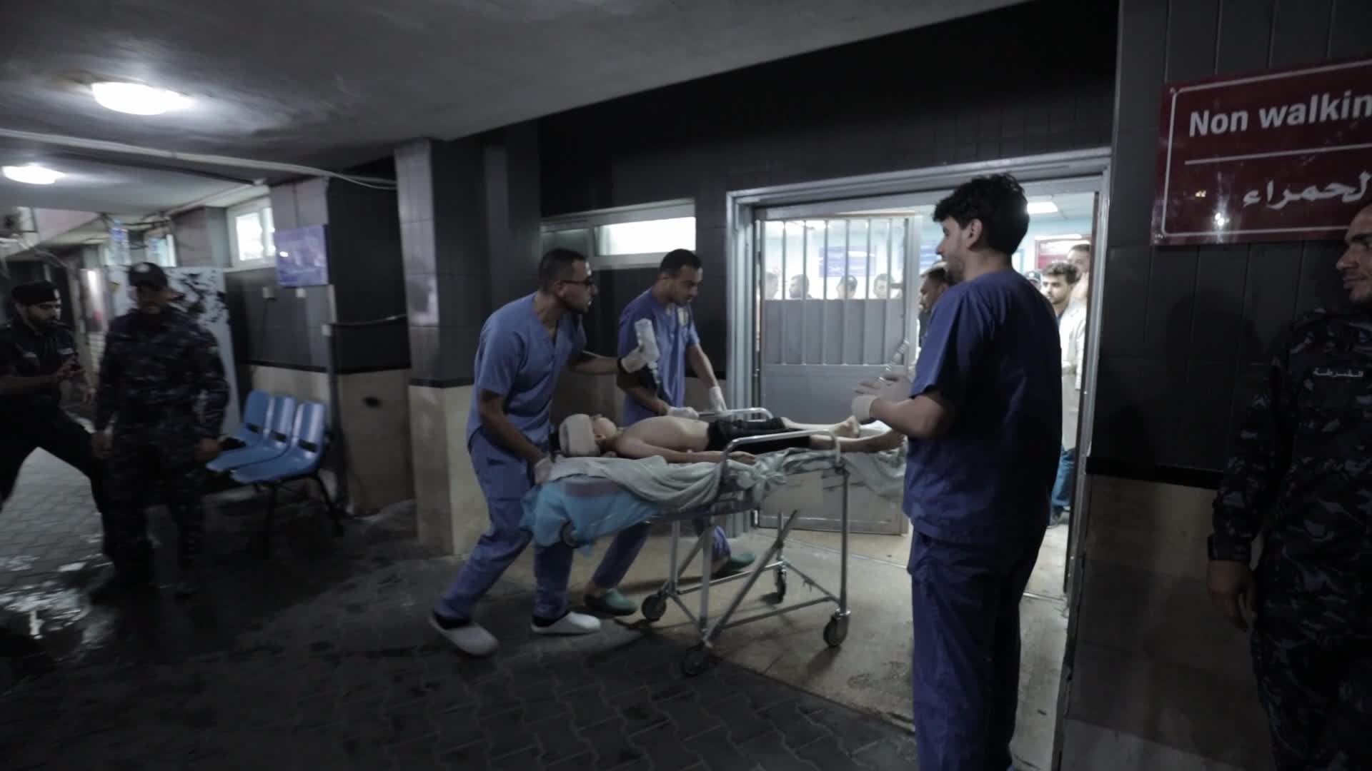 Wounded Palestinians At Shifa Hospital Following Israeli Air Strike