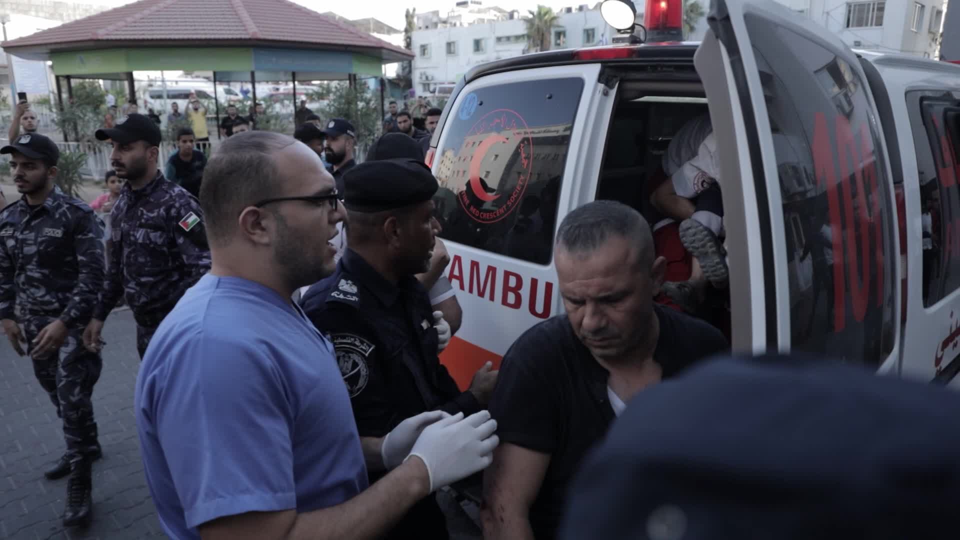 Injured Palestinians After Israeli Air Strike