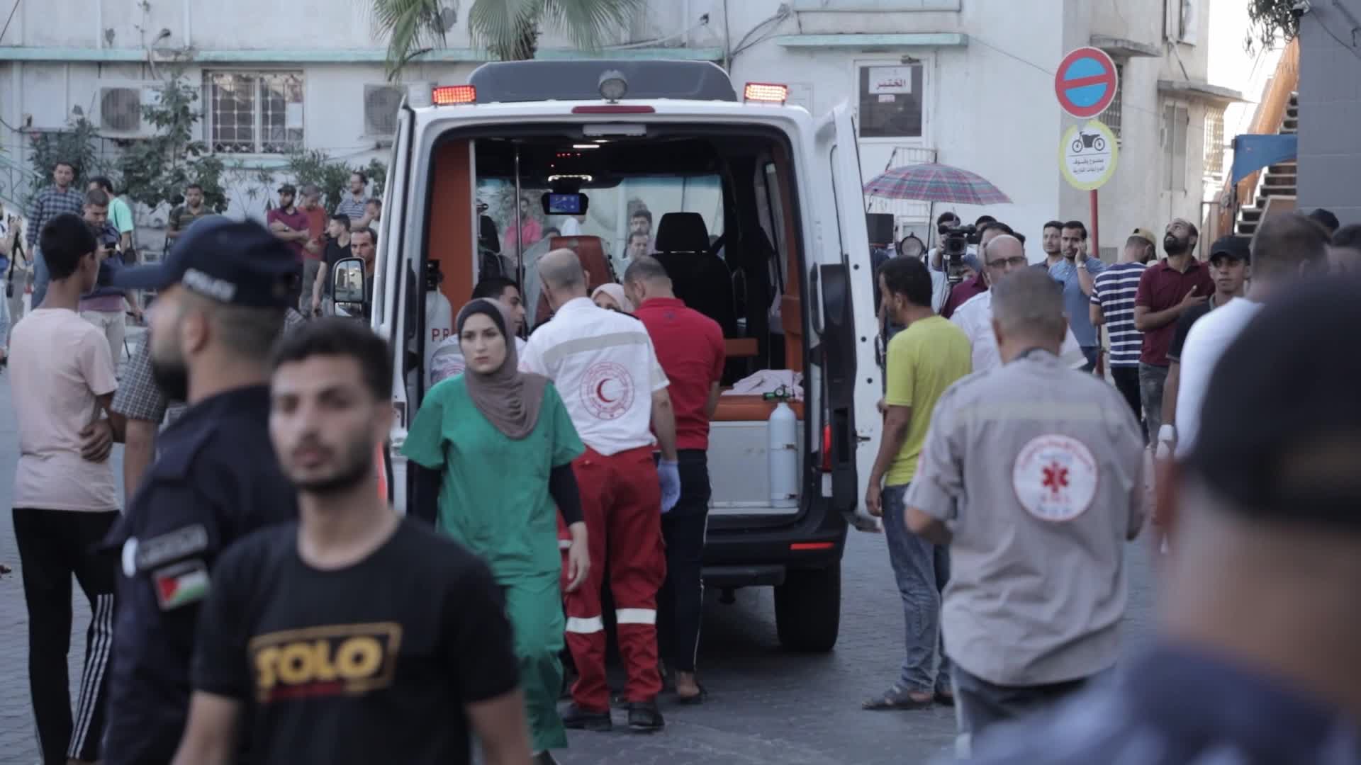 Injured Palestinians After Israeli Air Strike