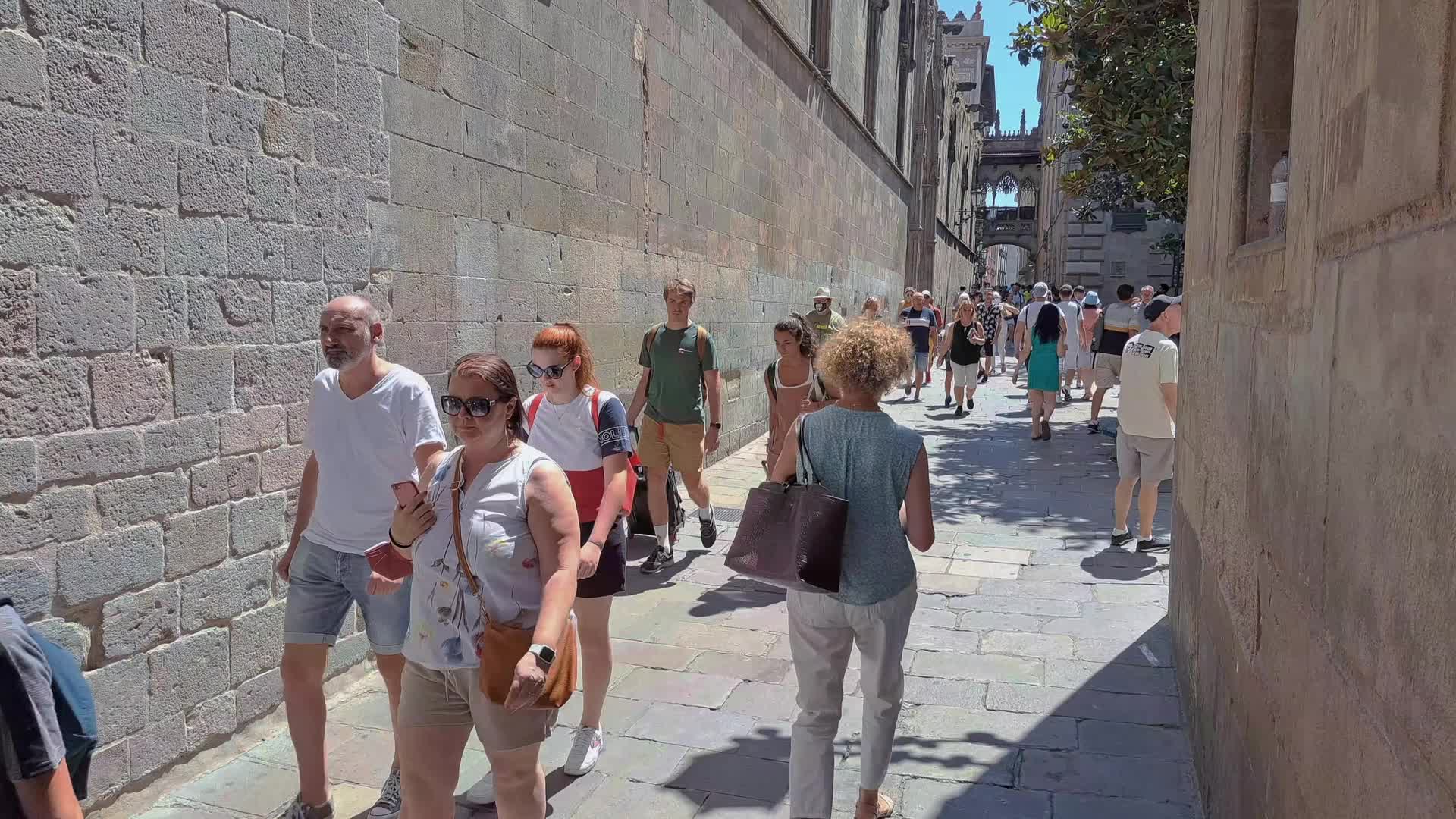 Tourists in Barcelona, Spain