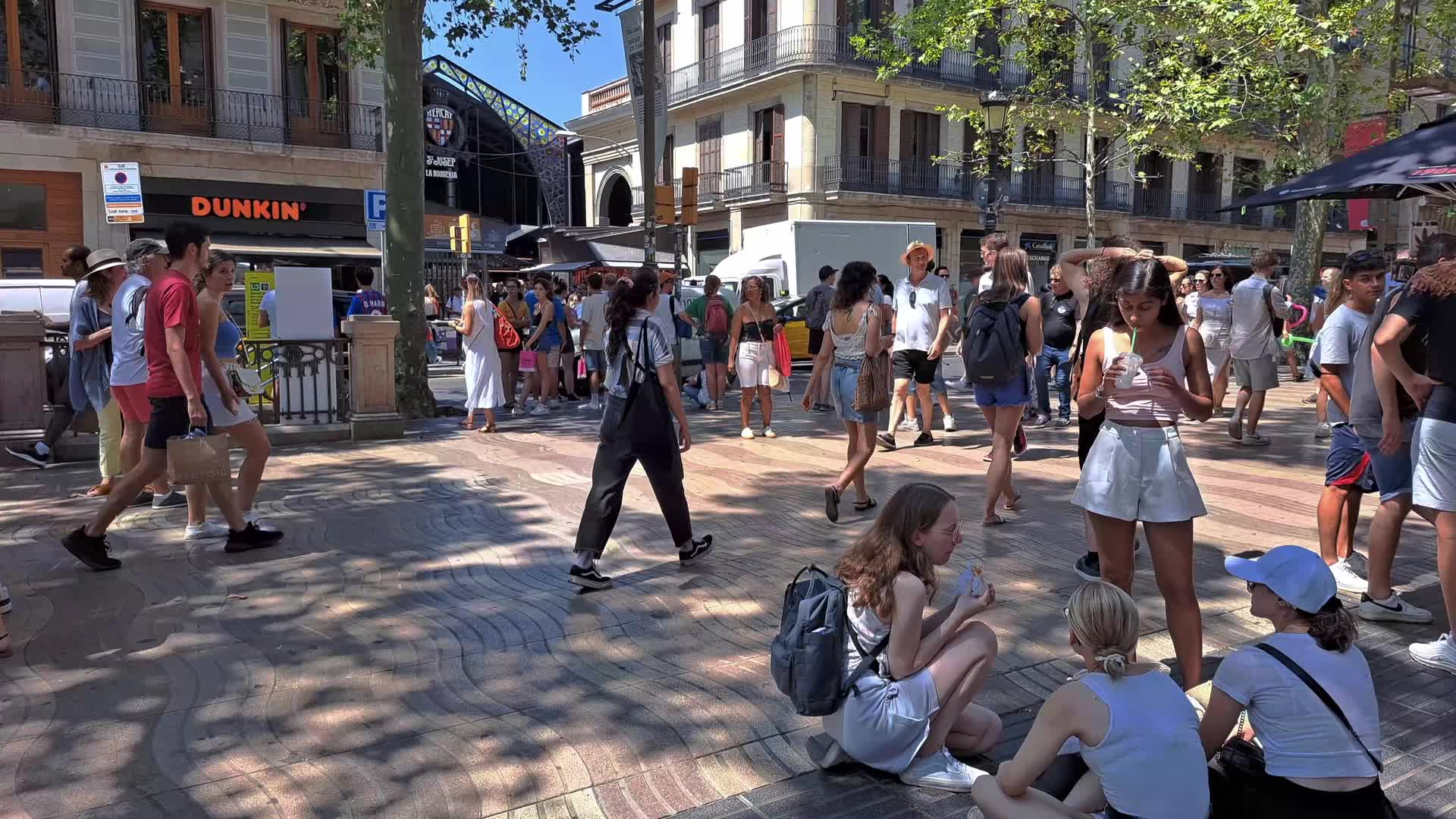 Tourists in Barcelona, Spain
