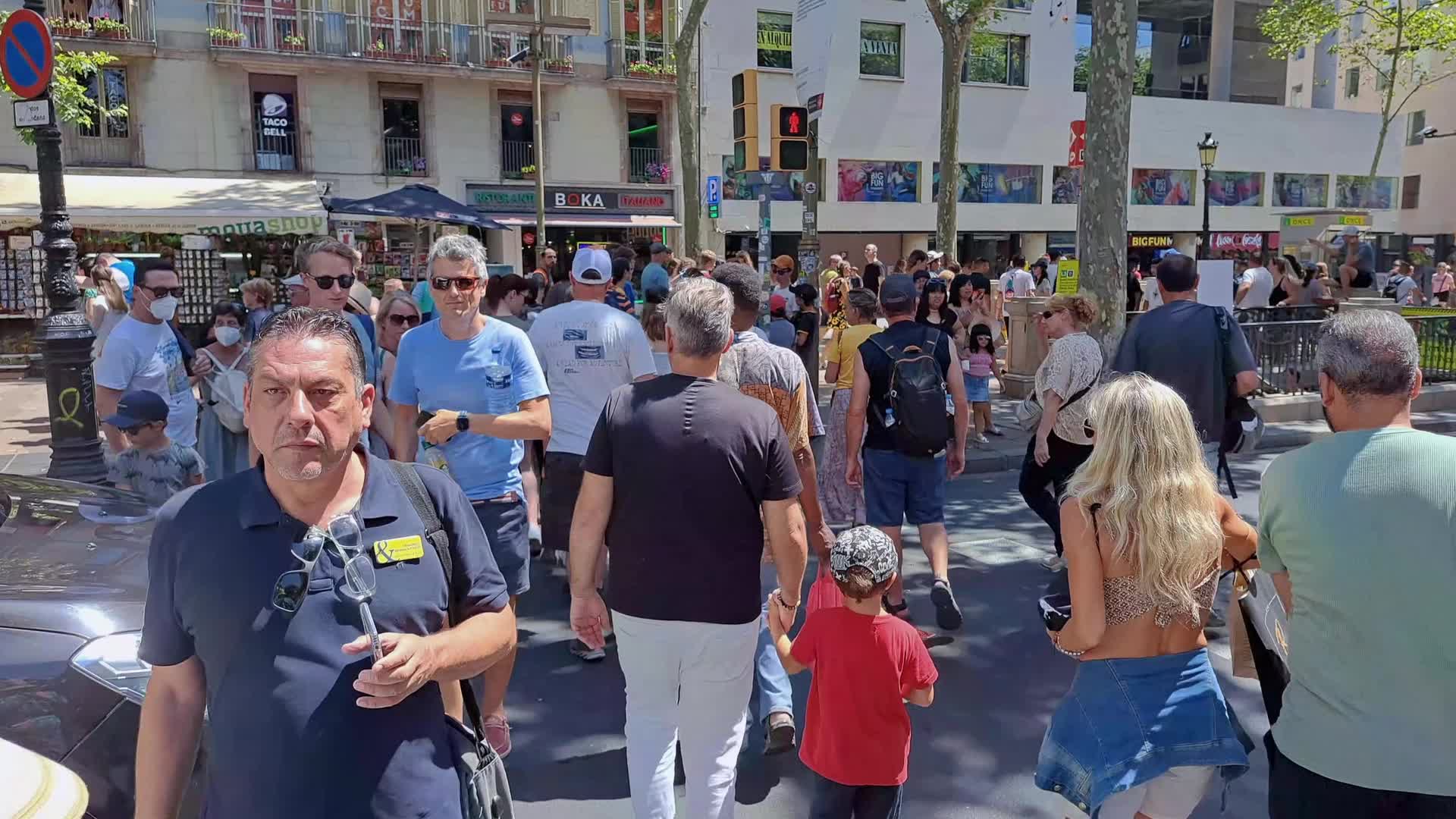 Tourists in Barcelona, Spain