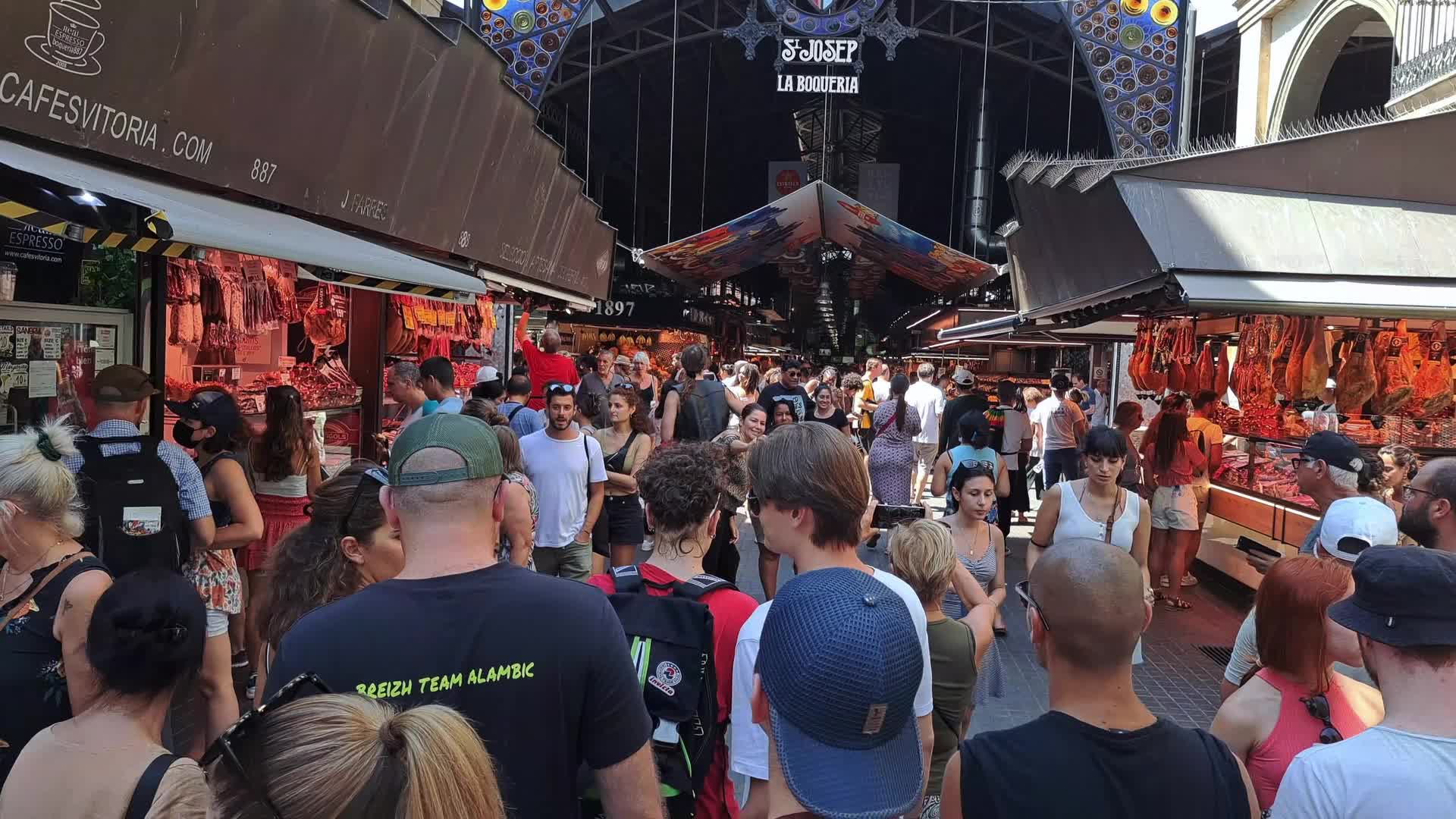 Tourists in Barcelona, Spain