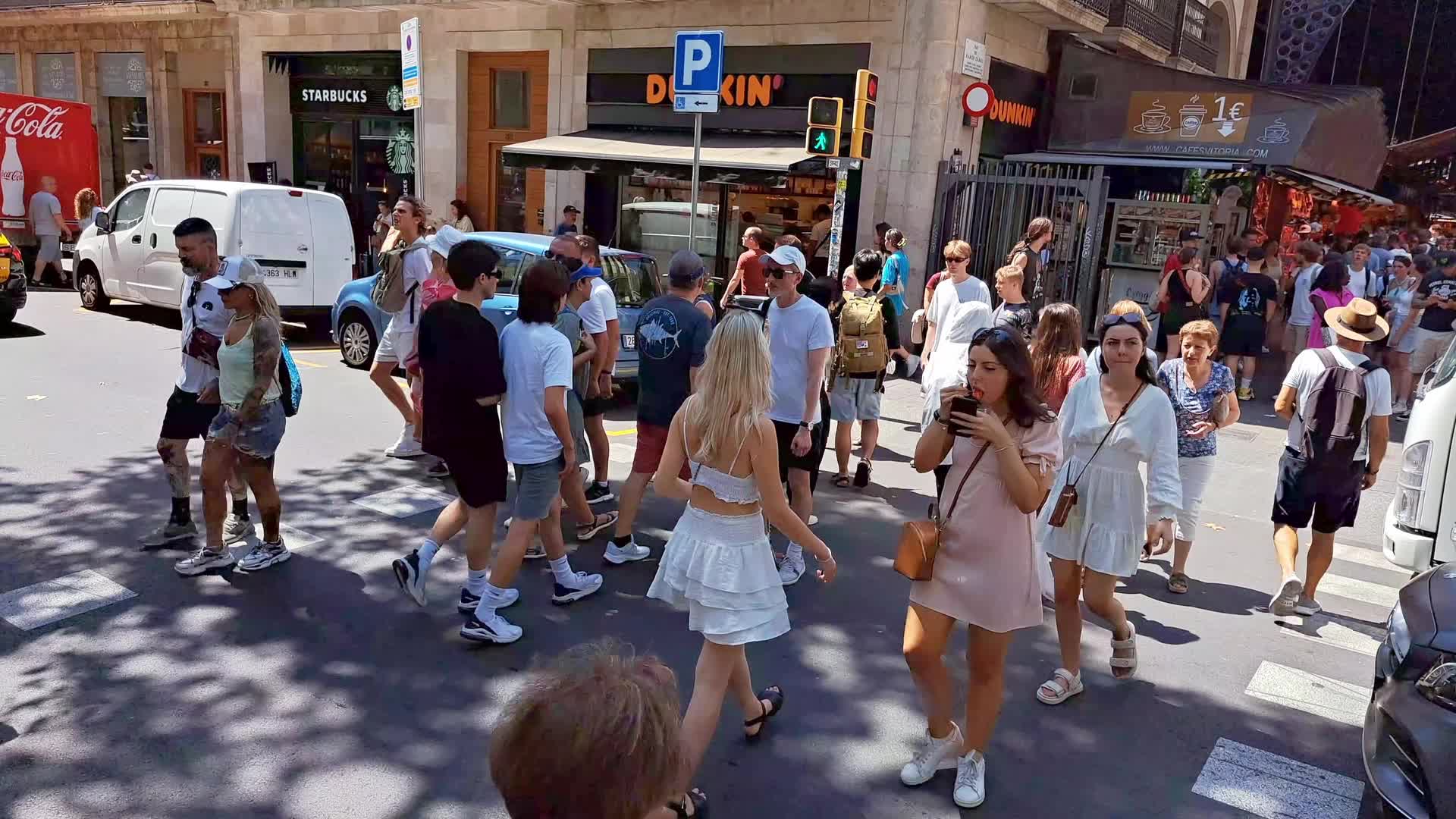 Tourists in Barcelona, Spain