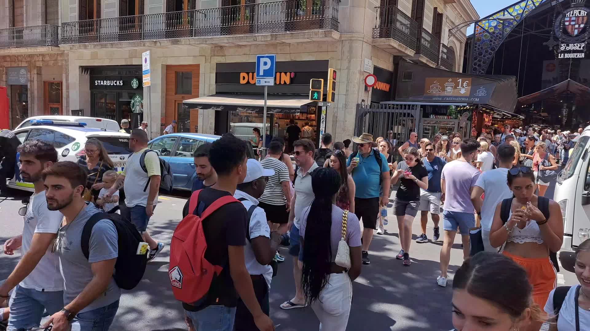 Tourists in Barcelona, Spain