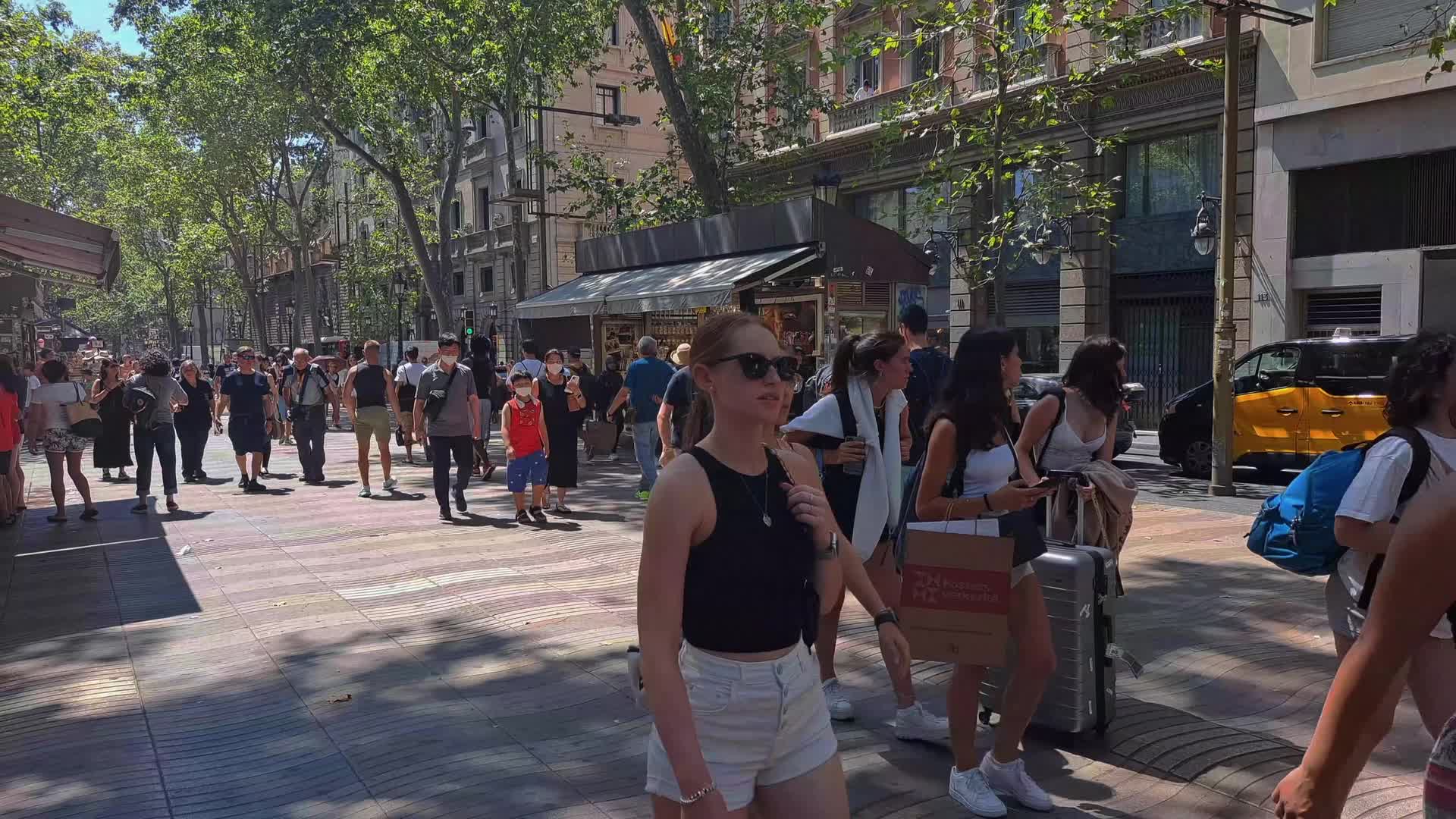 Tourists in Barcelona, Spain