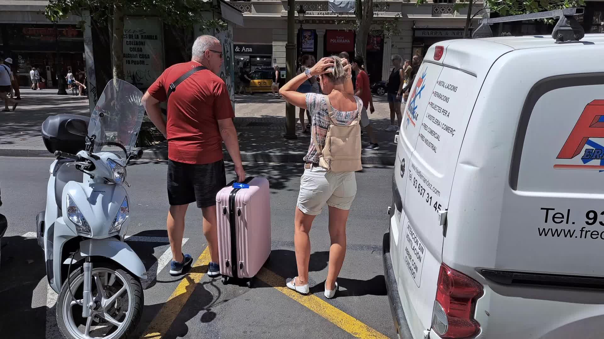 Tourists in Barcelona, Spain