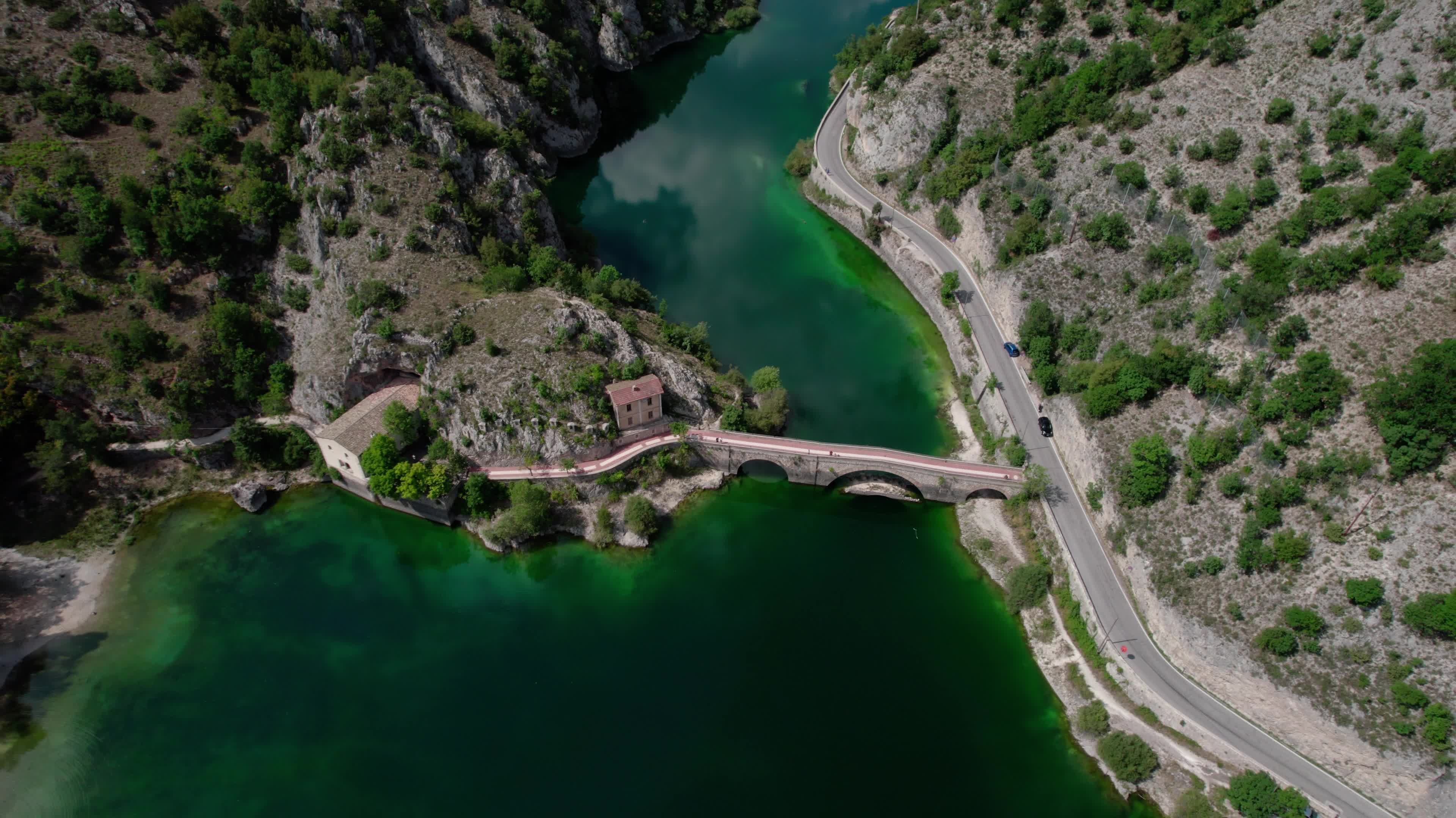 Aerial View Of Lago Di San Domenico, Villalago