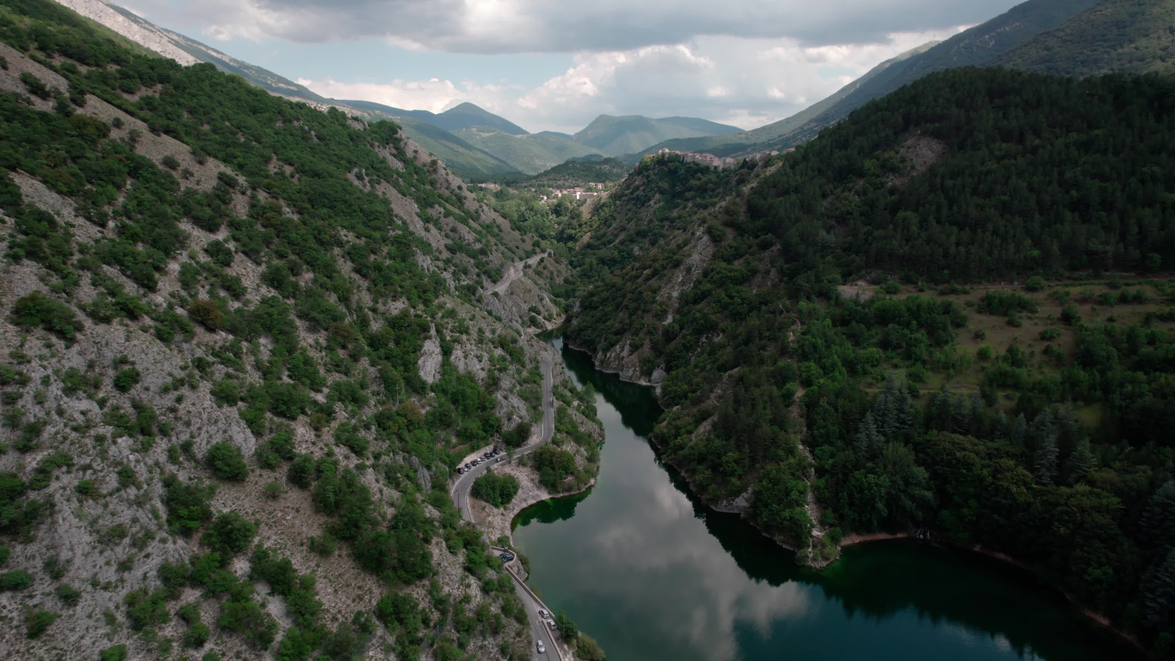 Aerial View Of Lago Di San Domenico, Villalago