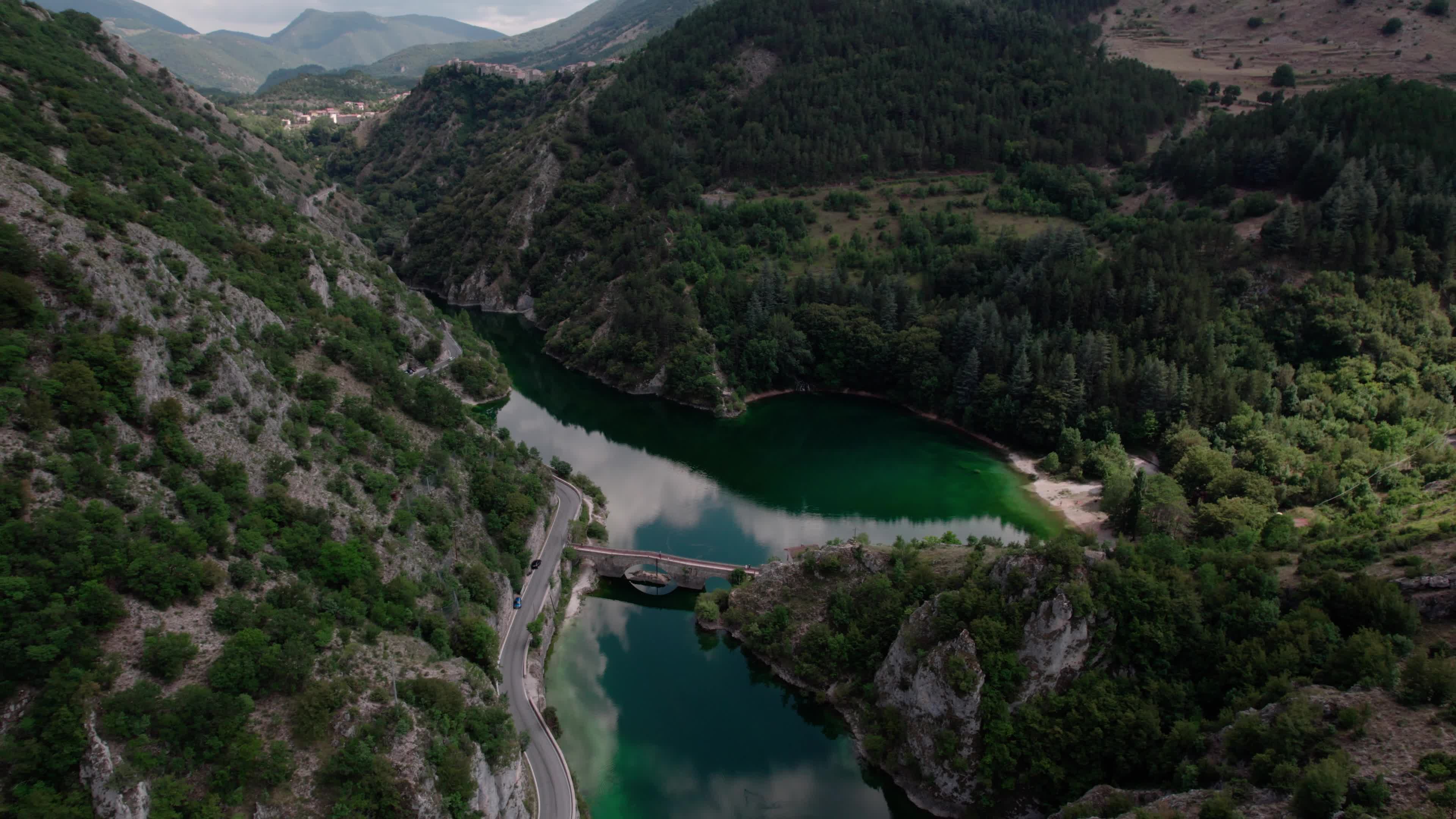 Aerial View Of Lago Di San Domenico, Villalago