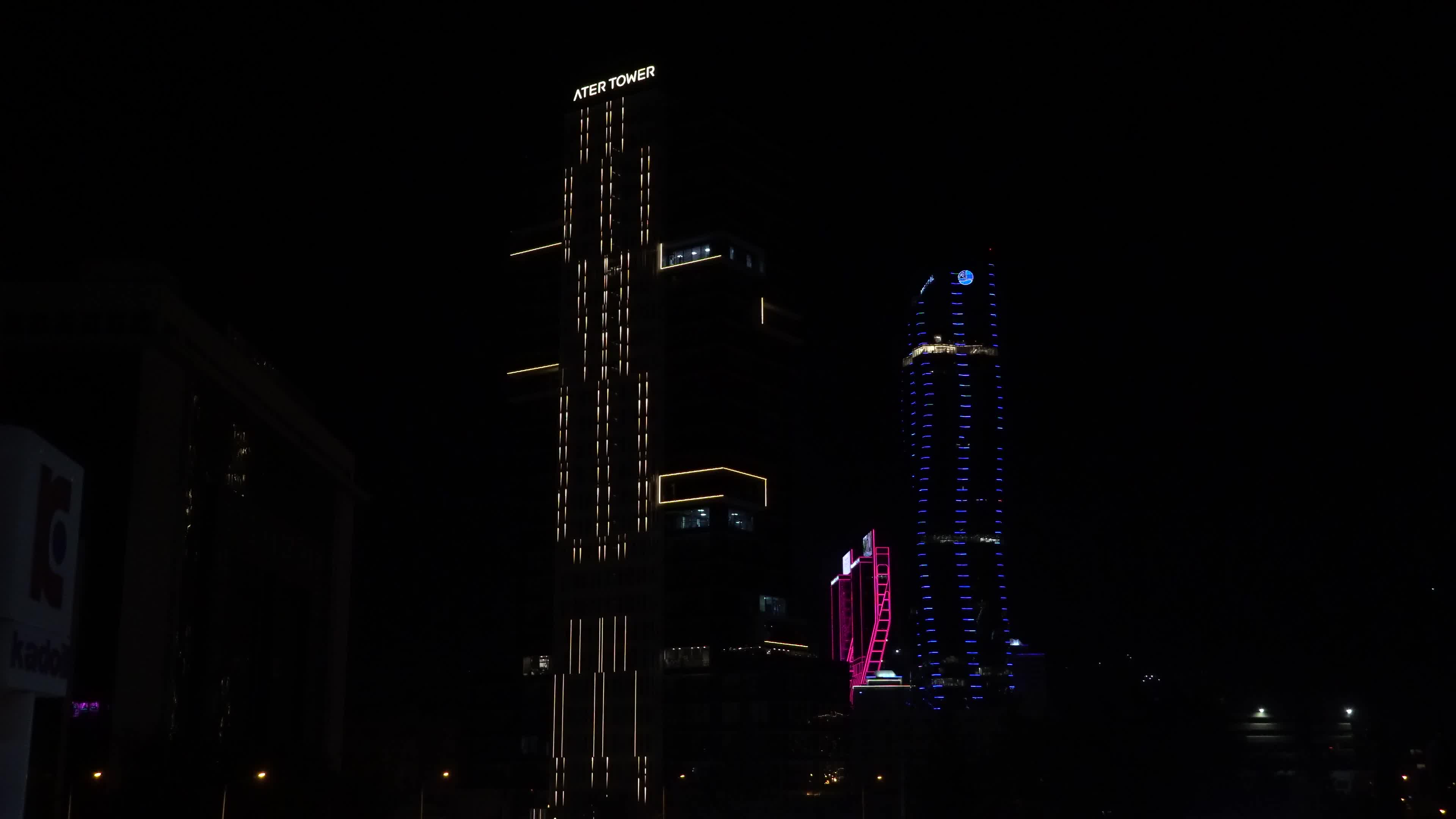 An evening cityscape; lights of the city Izmir