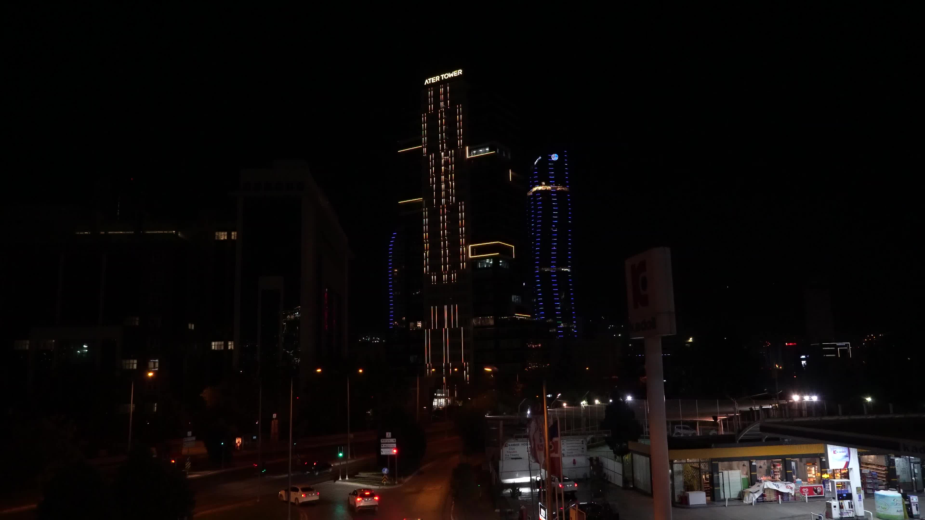 An evening cityscape; lights of the city Izmir