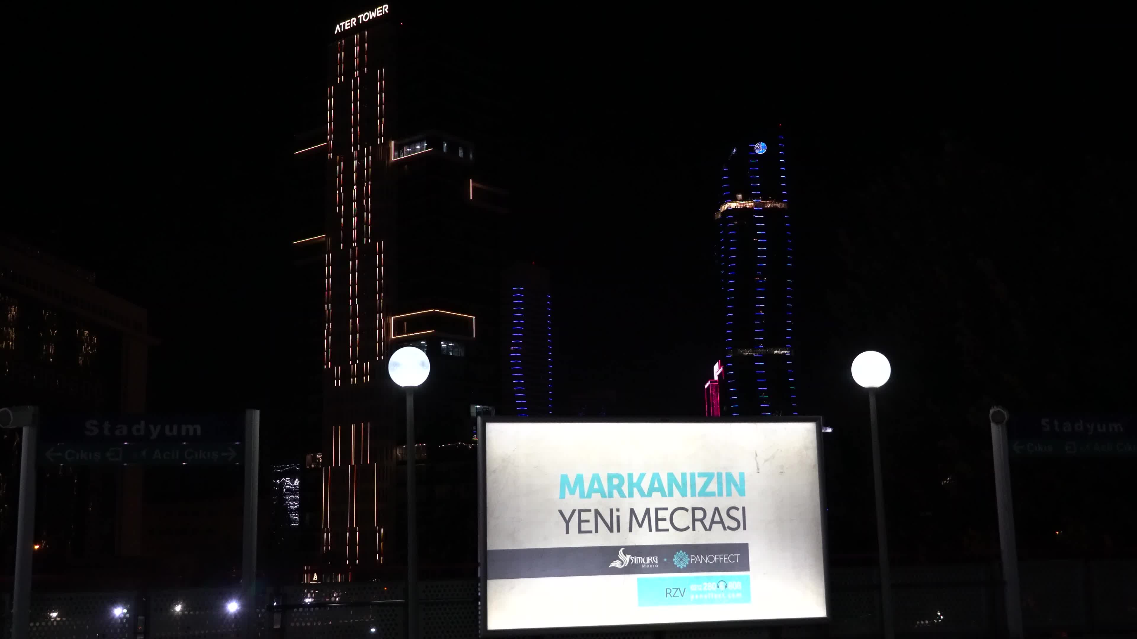 An evening cityscape; lights of the city Izmir