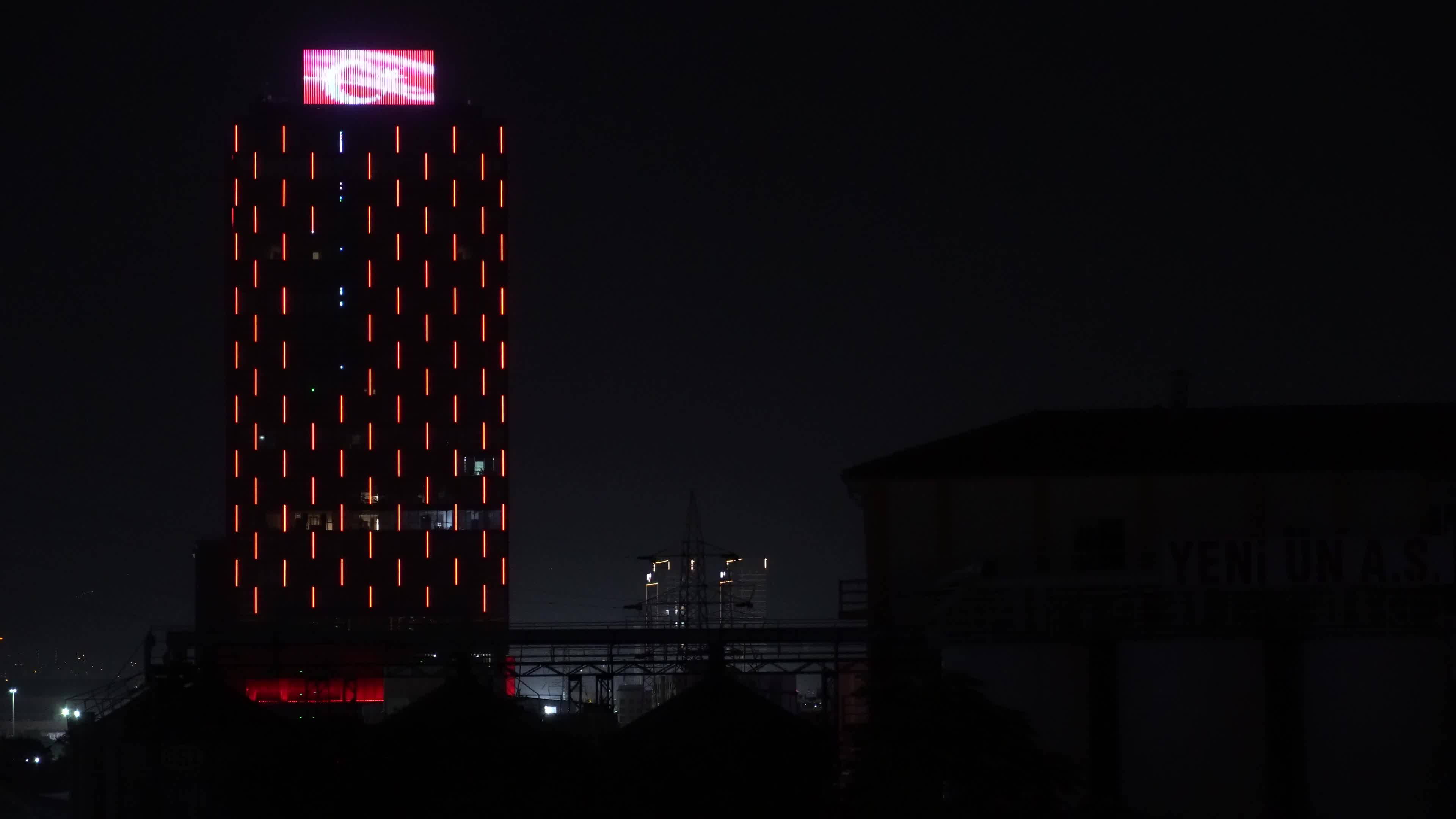 An evening cityscape; lights of the city Izmir
