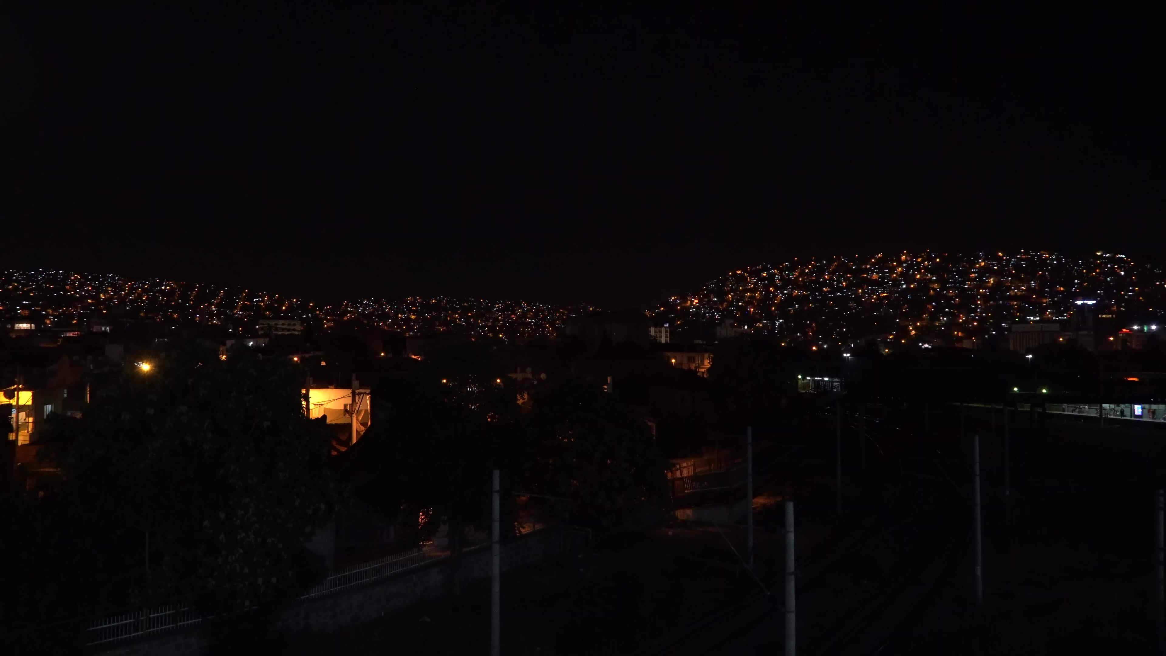 An evening cityscape; lights of the city Izmir