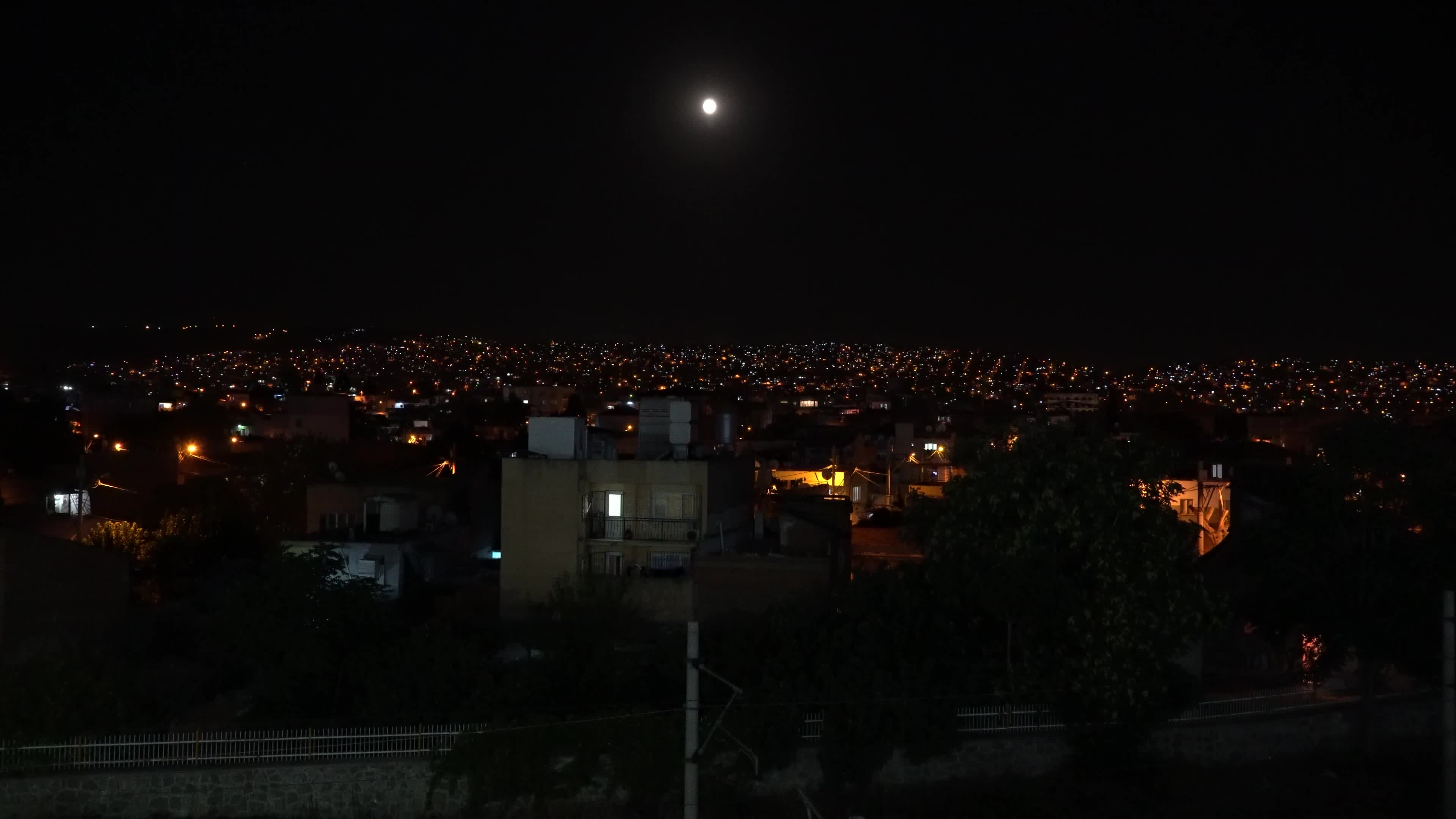 An evening cityscape; lights of the city Izmir