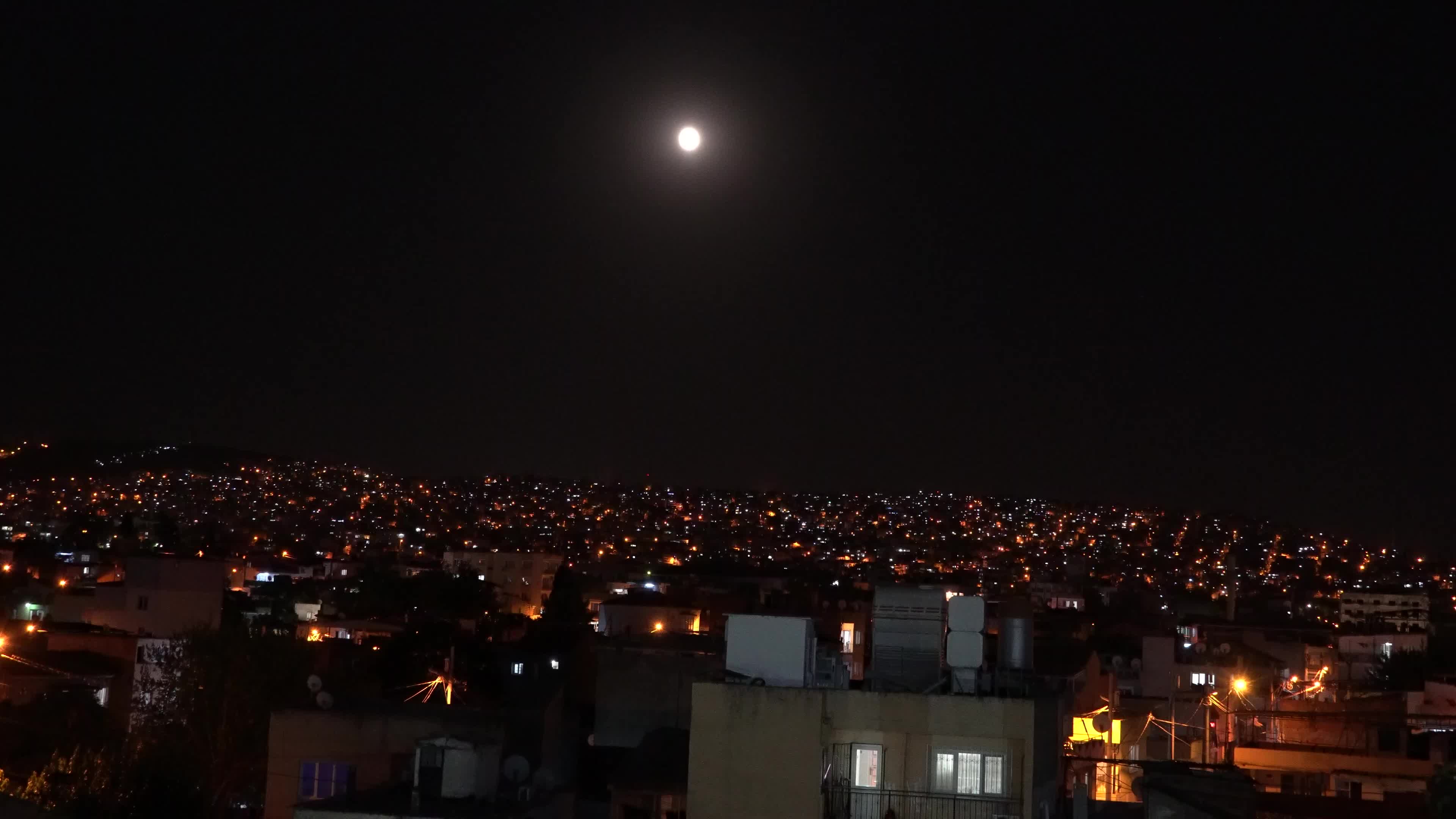 An evening cityscape; lights of the city Izmir