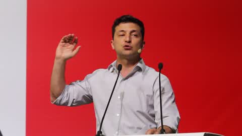 Ukraine's President Volodymyr Zelensky visits the iForum 2019 in Kiev