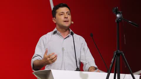 Ukraine's President Volodymyr Zelensky visits the iForum 2019 in Kiev