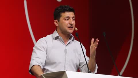 Ukraine's President Volodymyr Zelensky visits the iForum 2019 in Kiev