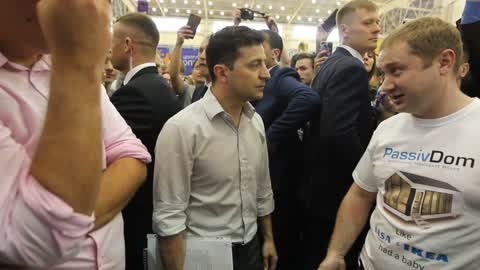Ukraine's President Volodymyr Zelensky visits the iForum 2019 in Kiev