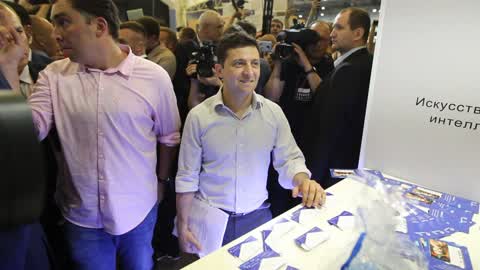 Ukraine's President Volodymyr Zelensky visits the iForum 2019 in Kiev