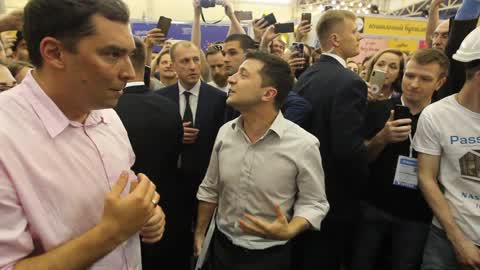 Ukraine's President Volodymyr Zelensky visits the iForum 2019 in Kiev