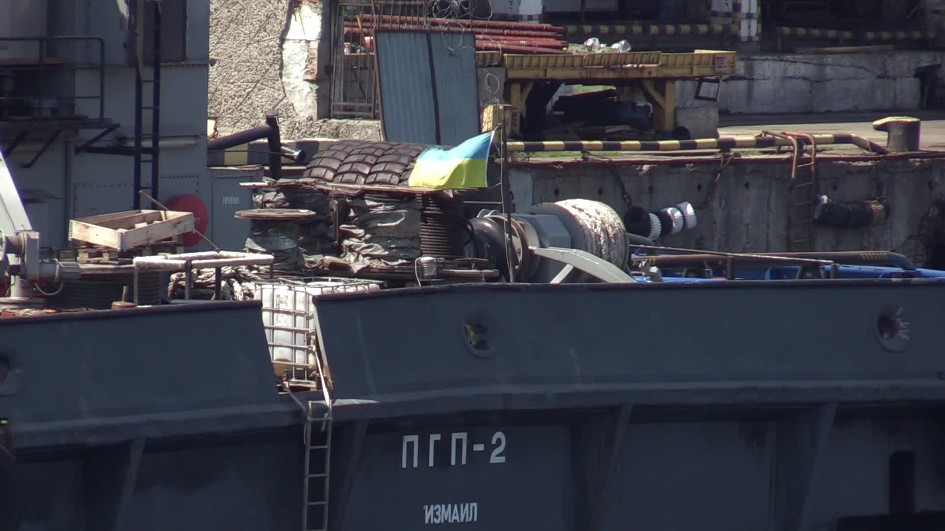 The grain terminal and the Comorian-flagged Kubrosli-Y cargo ship with wheat grain in the sea port of Odesa, amid Russia's invasion of Ukraine