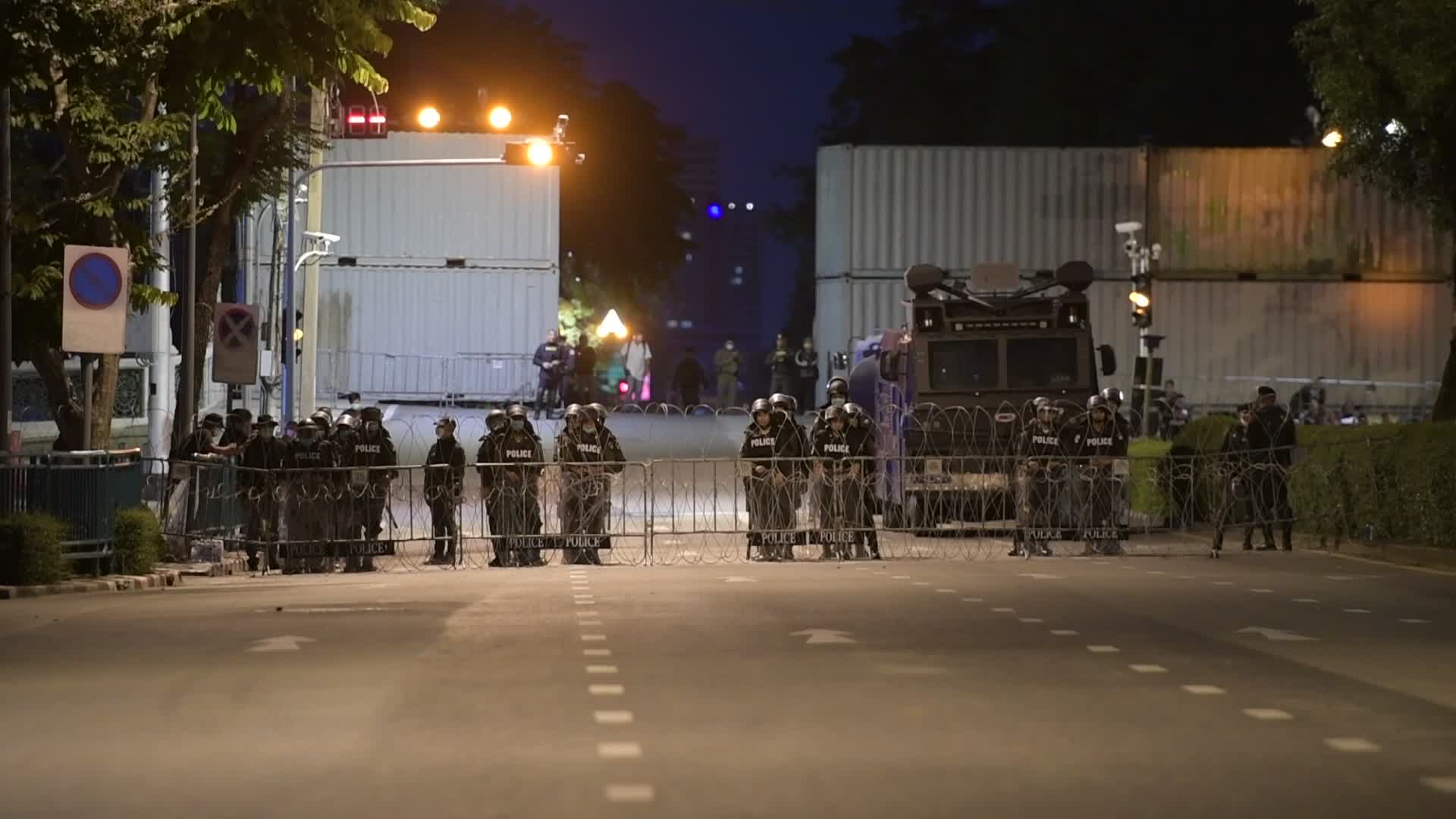 Pro-democracy protesters gather near the Thai Government House in Bangkok