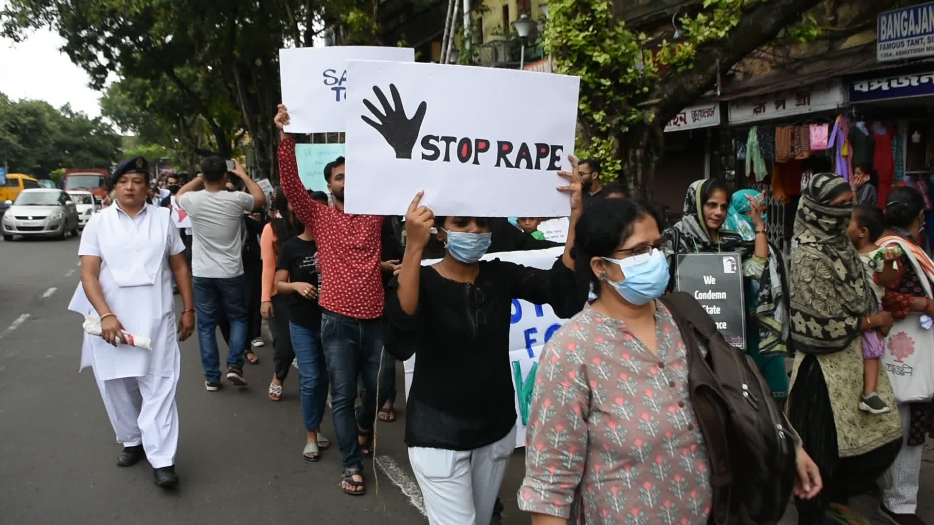 Protest in Kolkata against release of convicts of Bilkis Bano rape case of 2002.