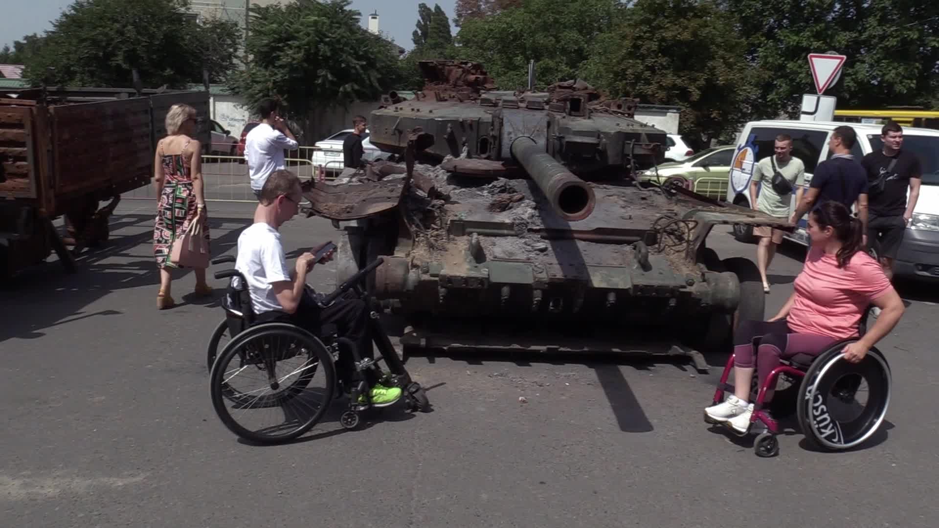 Destroyed Russian military vehicles captured in fights diplayed in Odesa to the Independence Day of Ukraine, amid Russia's invasion of Ukraine