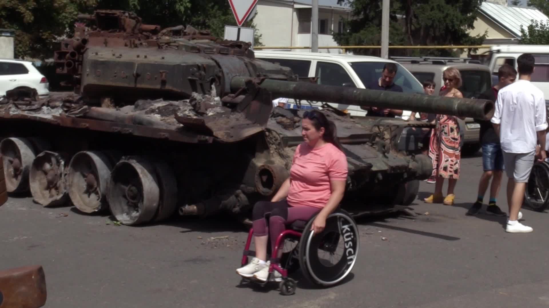Destroyed Russian military vehicles captured in fights diplayed in Odesa to the Independence Day of Ukraine, amid Russia's invasion of Ukraine