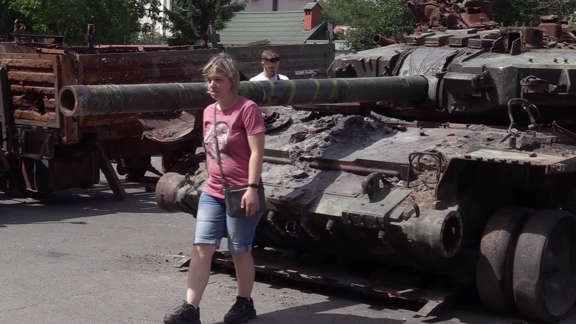 Destroyed Russian military vehicles captured in fights diplayed in Odesa to the Independence Day of Ukraine, amid Russia's invasion of Ukraine