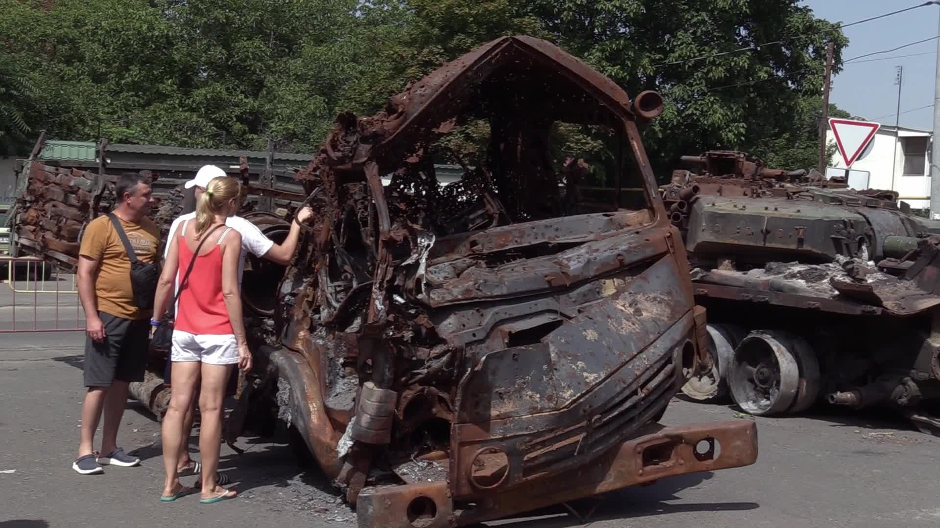 Destroyed Russian military vehicles captured in fights diplayed in Odesa to the Independence Day of Ukraine, amid Russia's invasion of Ukraine