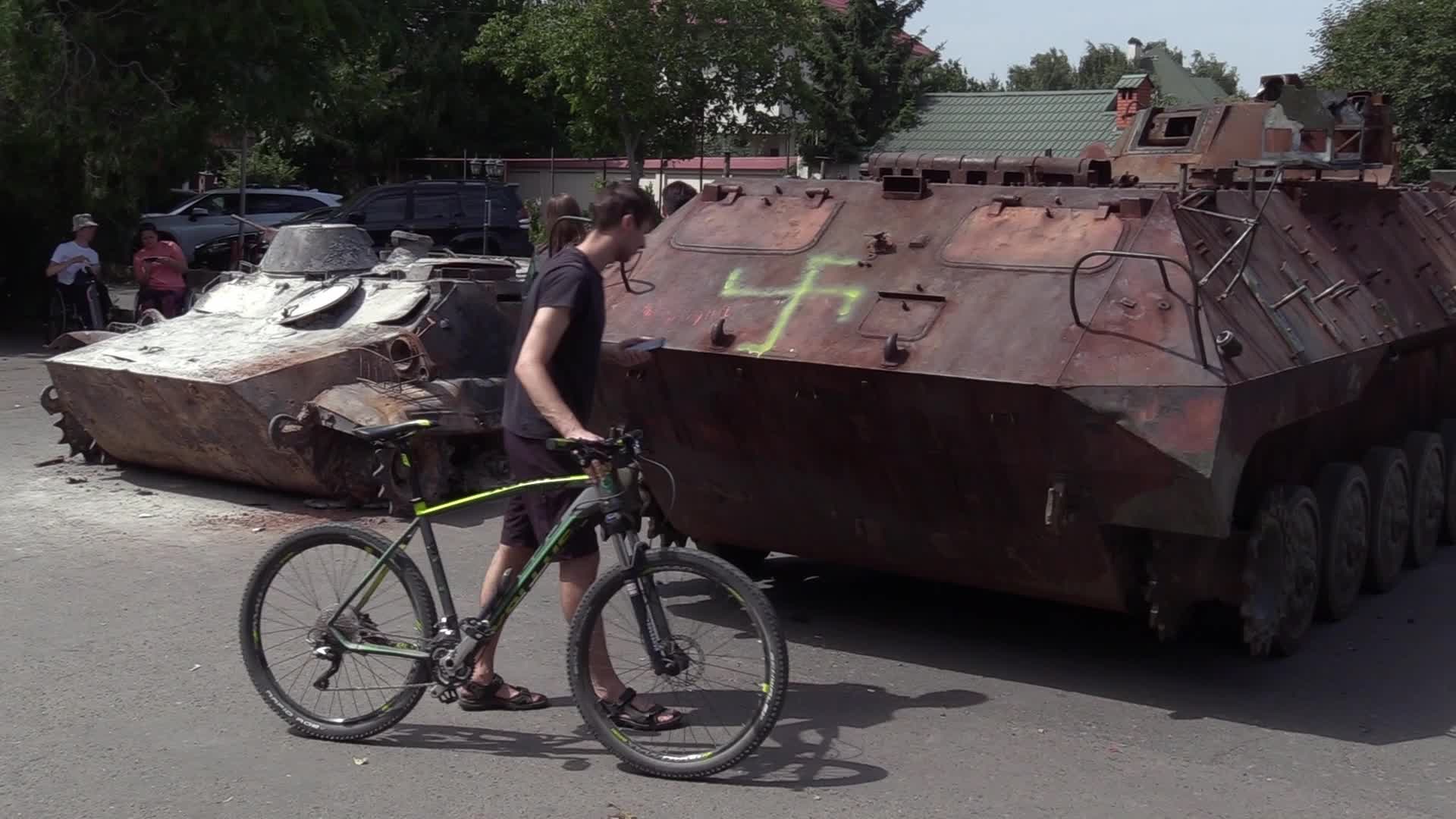 Destroyed Russian military vehicles captured in fights diplayed in Odesa to the Independence Day of Ukraine, amid Russia's invasion of Ukraine