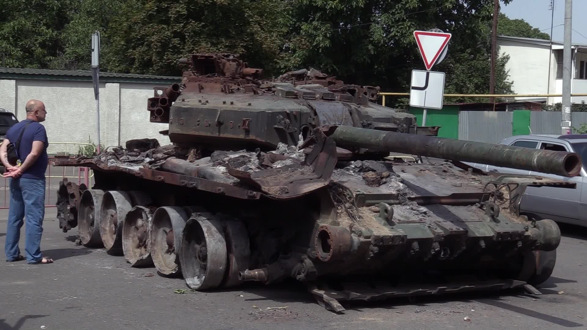 Destroyed Russian military vehicles captured in fights diplayed in Odesa to the Independence Day of Ukraine, amid Russia's invasion of Ukraine