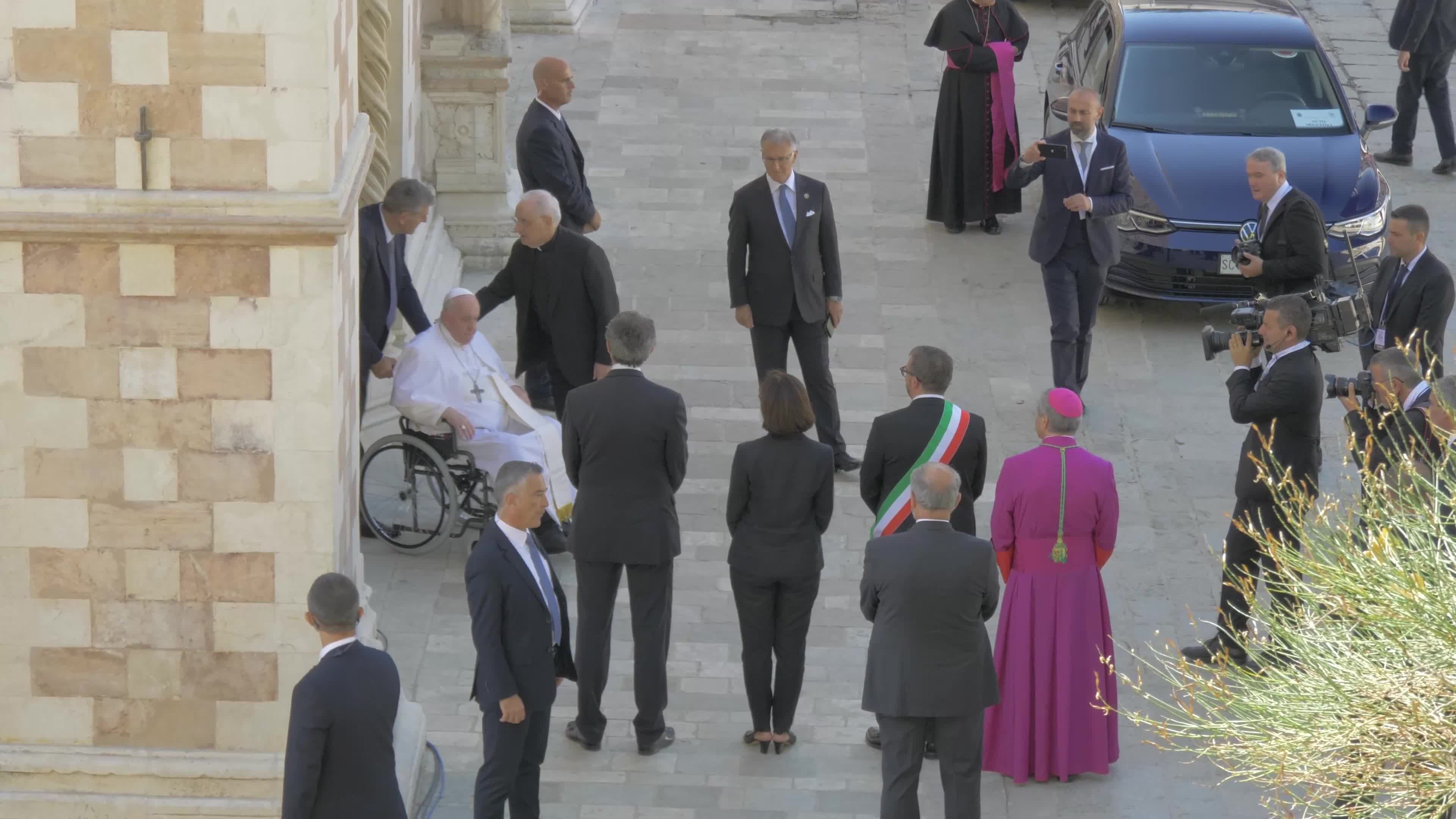 Pope Francis Leaves L'Aquila, Italy