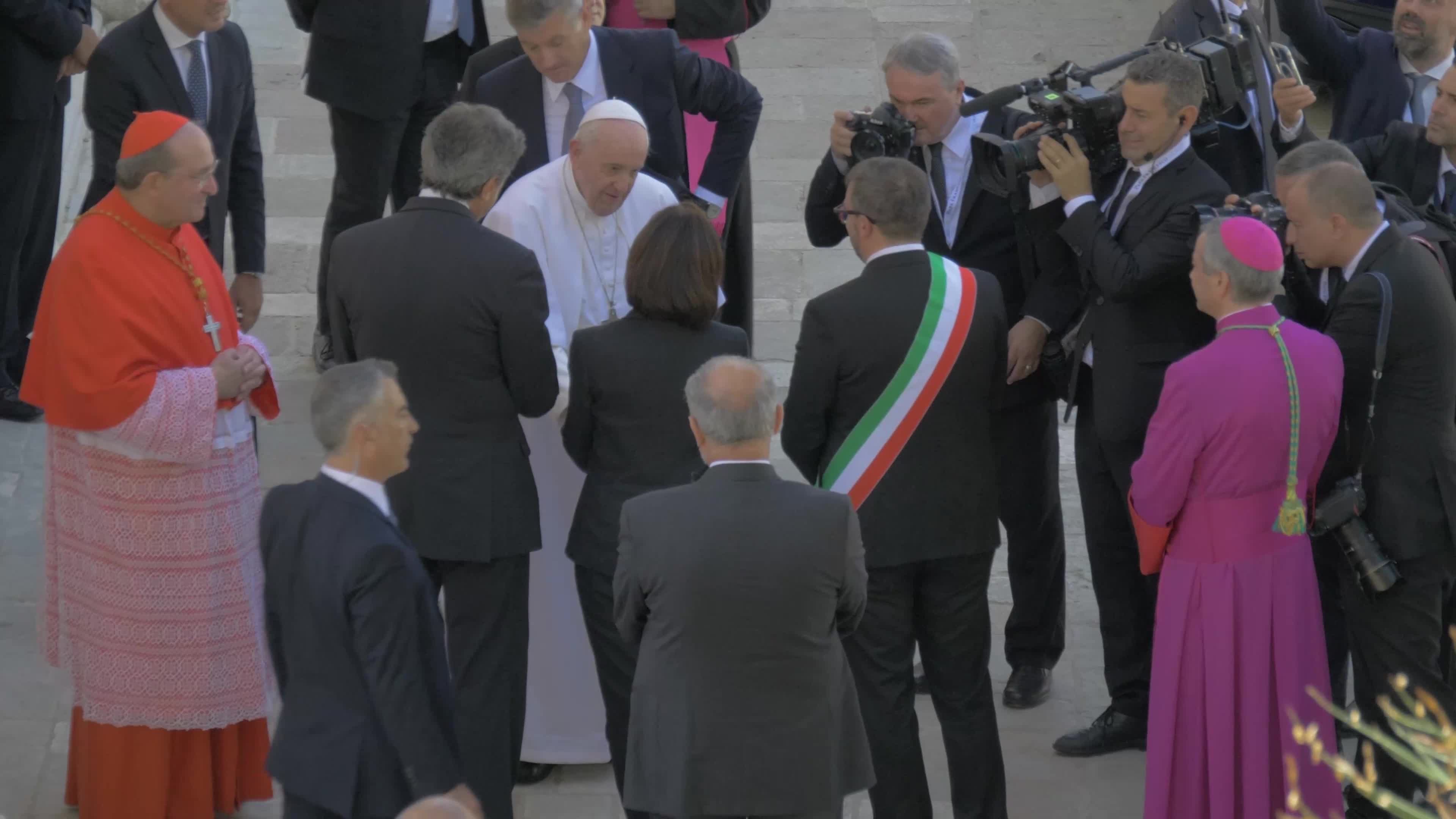 Pope Francis Leaves L'Aquila, Italy