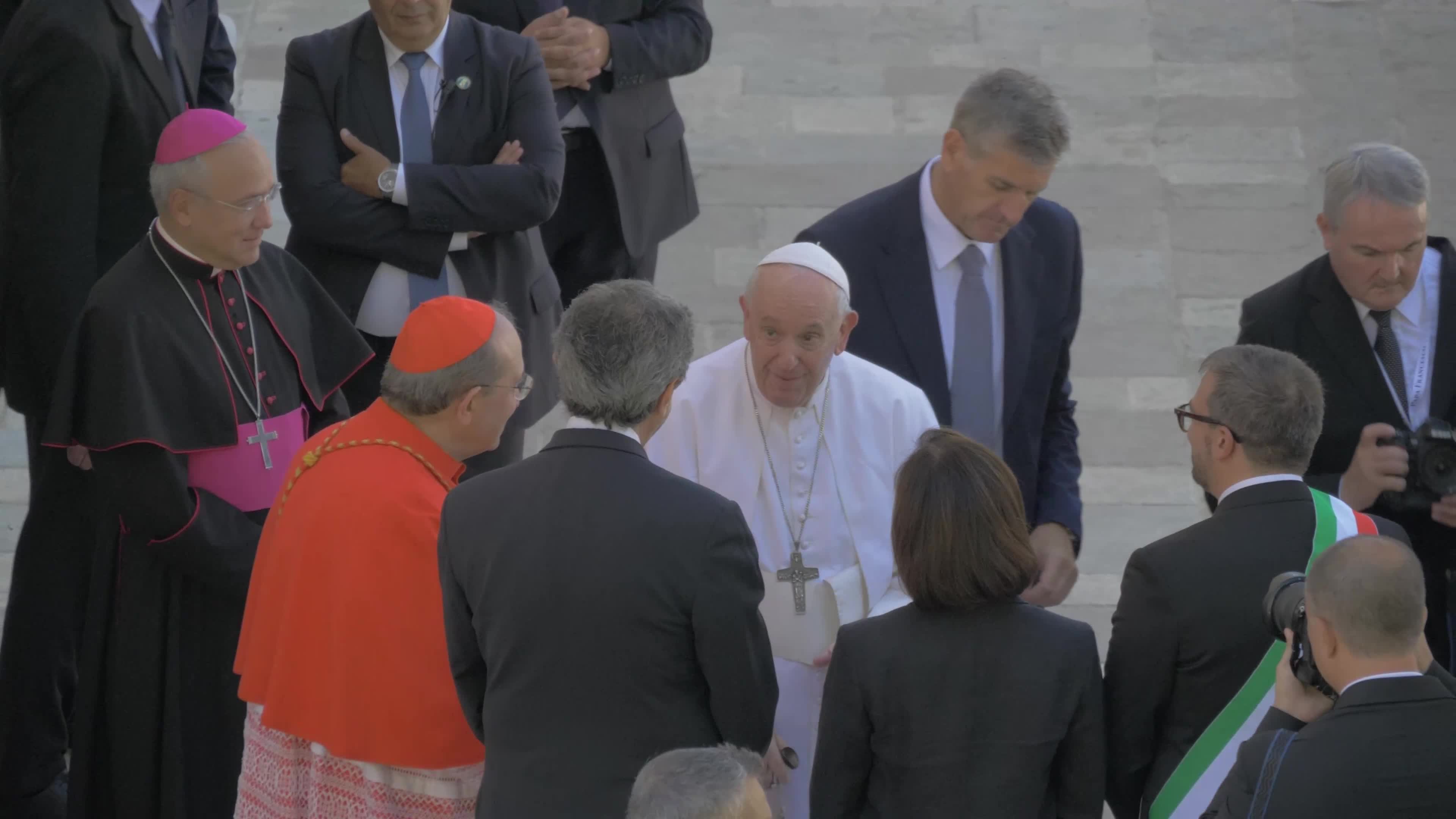 Pope Francis Leaves L'Aquila, Italy
