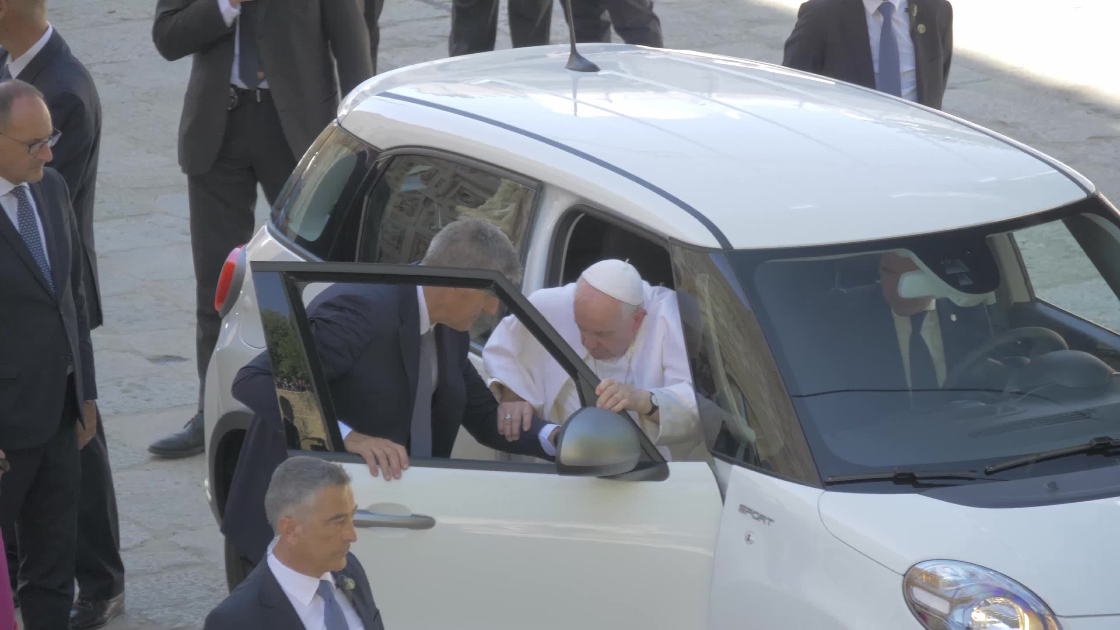 Pope Francis Leaves L'Aquila, Italy