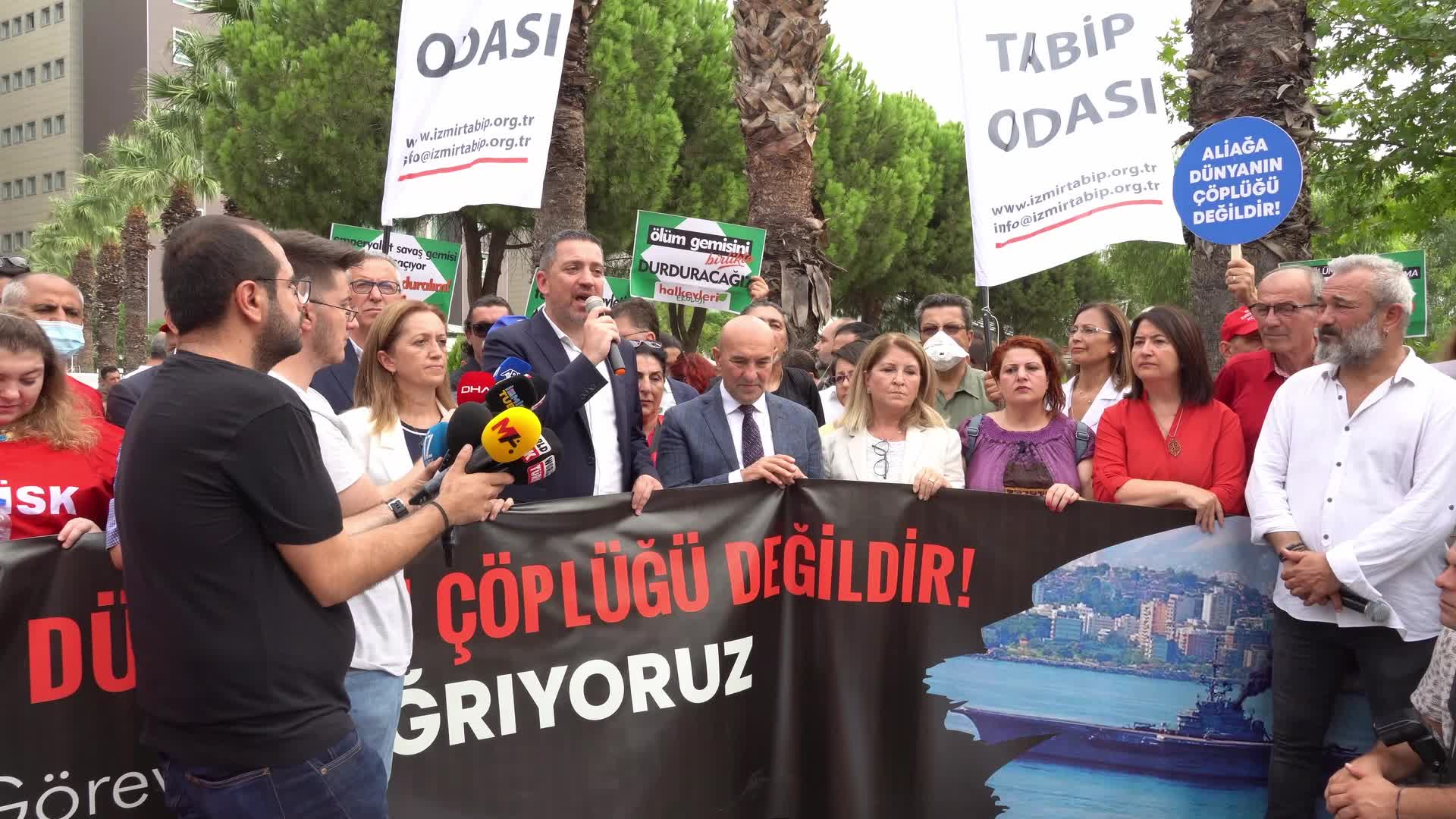 Protest against the dismantling of Brazilian Nae Sao Paulo aircraft carrier, Izmir, Turkey