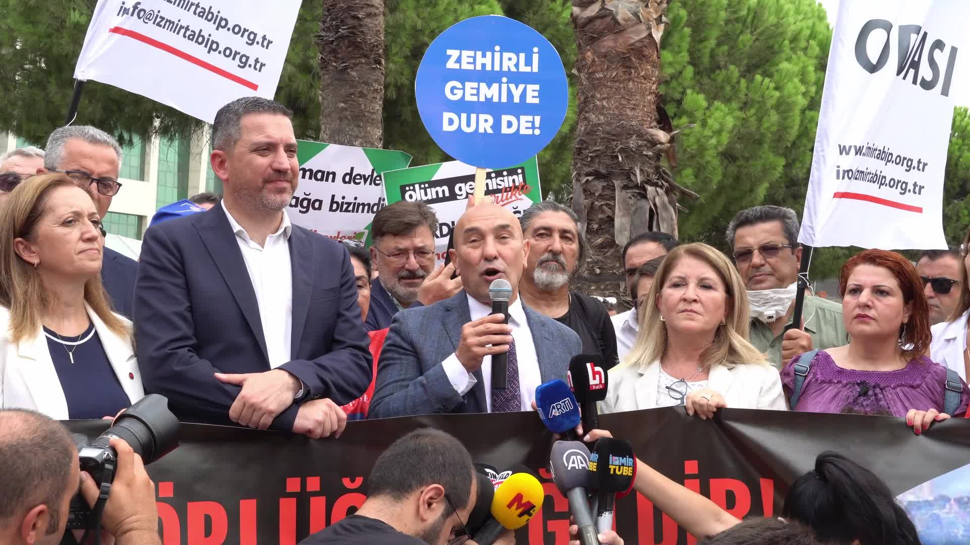Protest against the dismantling of Brazilian Nae Sao Paulo aircraft carrier, Izmir, Turkey