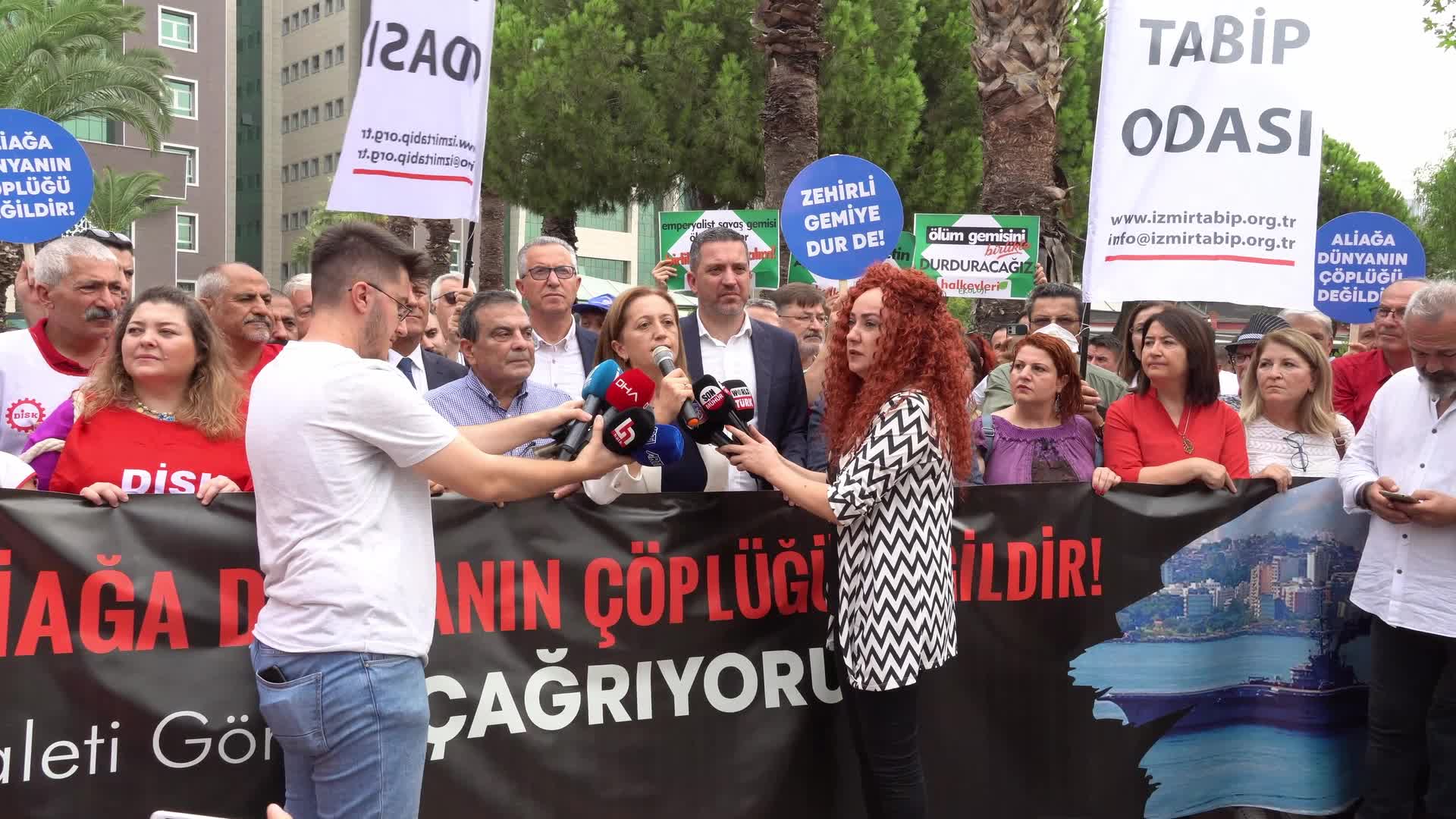 Protest against the dismantling of Brazilian Nae Sao Paulo aircraft carrier, Izmir, Turkey