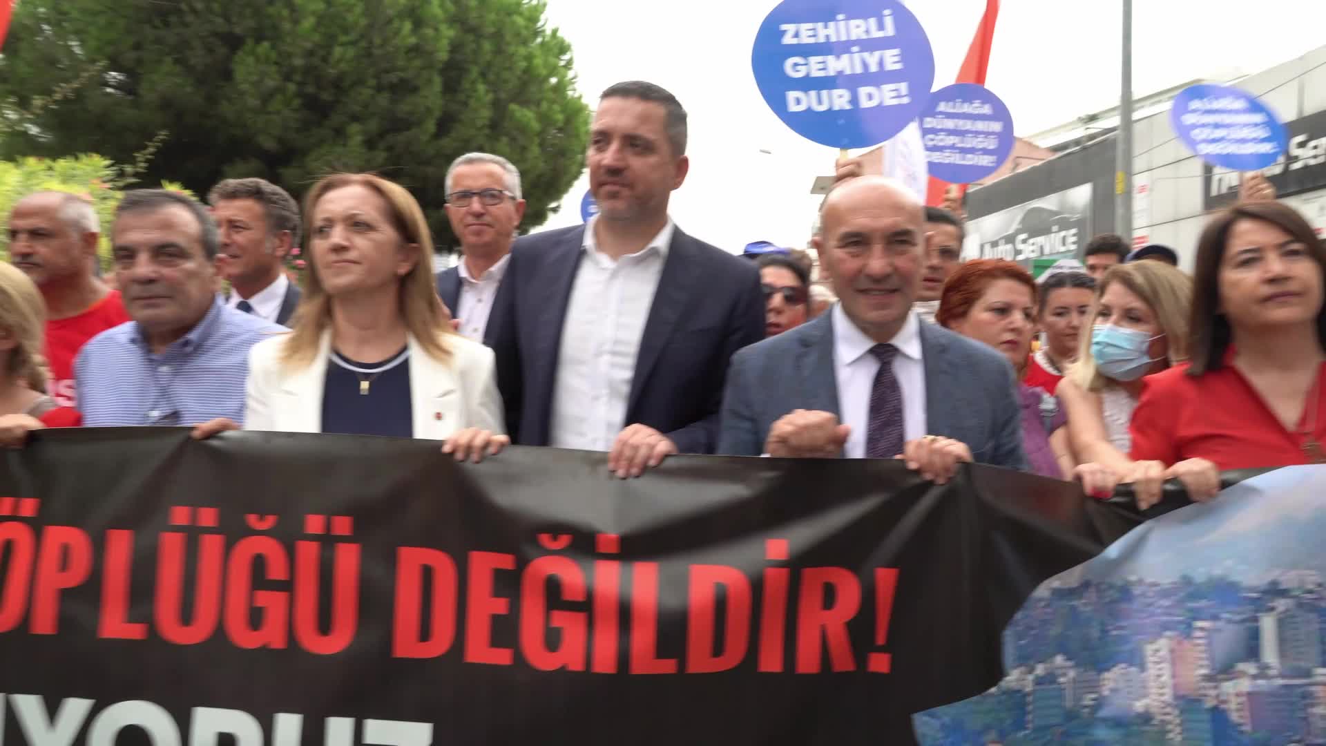 Protest against the dismantling of Brazilian Nae Sao Paulo aircraft carrier, Izmir, Turkey