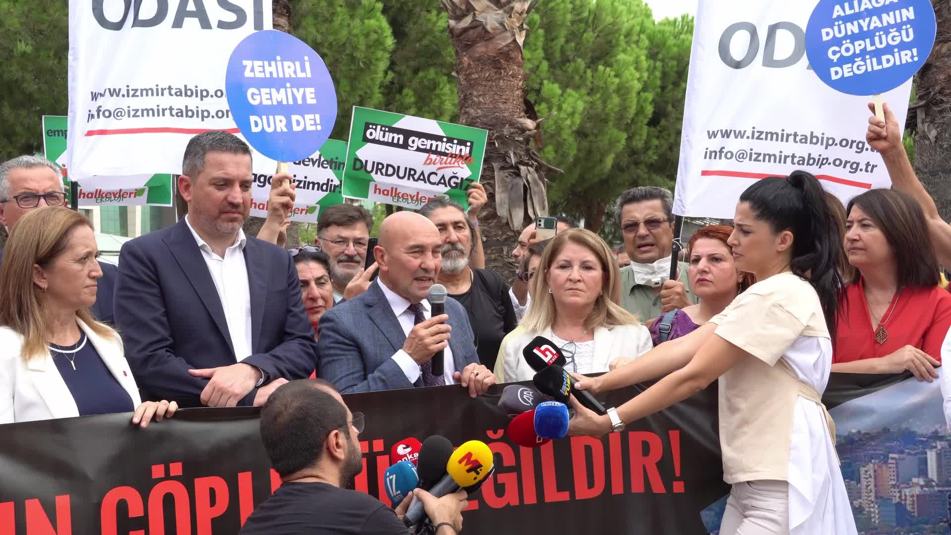 Protest against the dismantling of Brazilian Nae Sao Paulo aircraft carrier, Izmir, Turkey